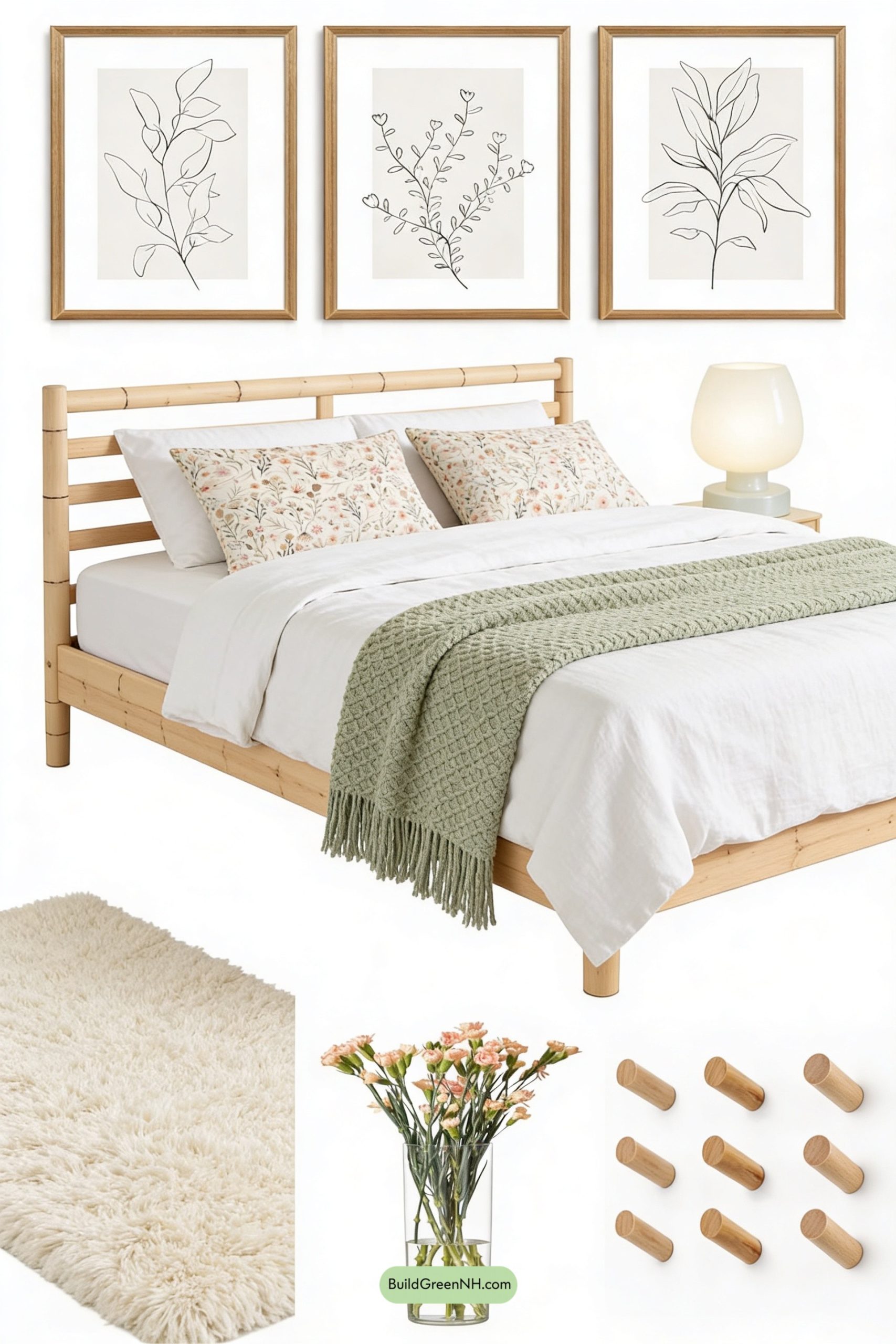 Moodboard for Pale Wood Calm, Cottage Florals