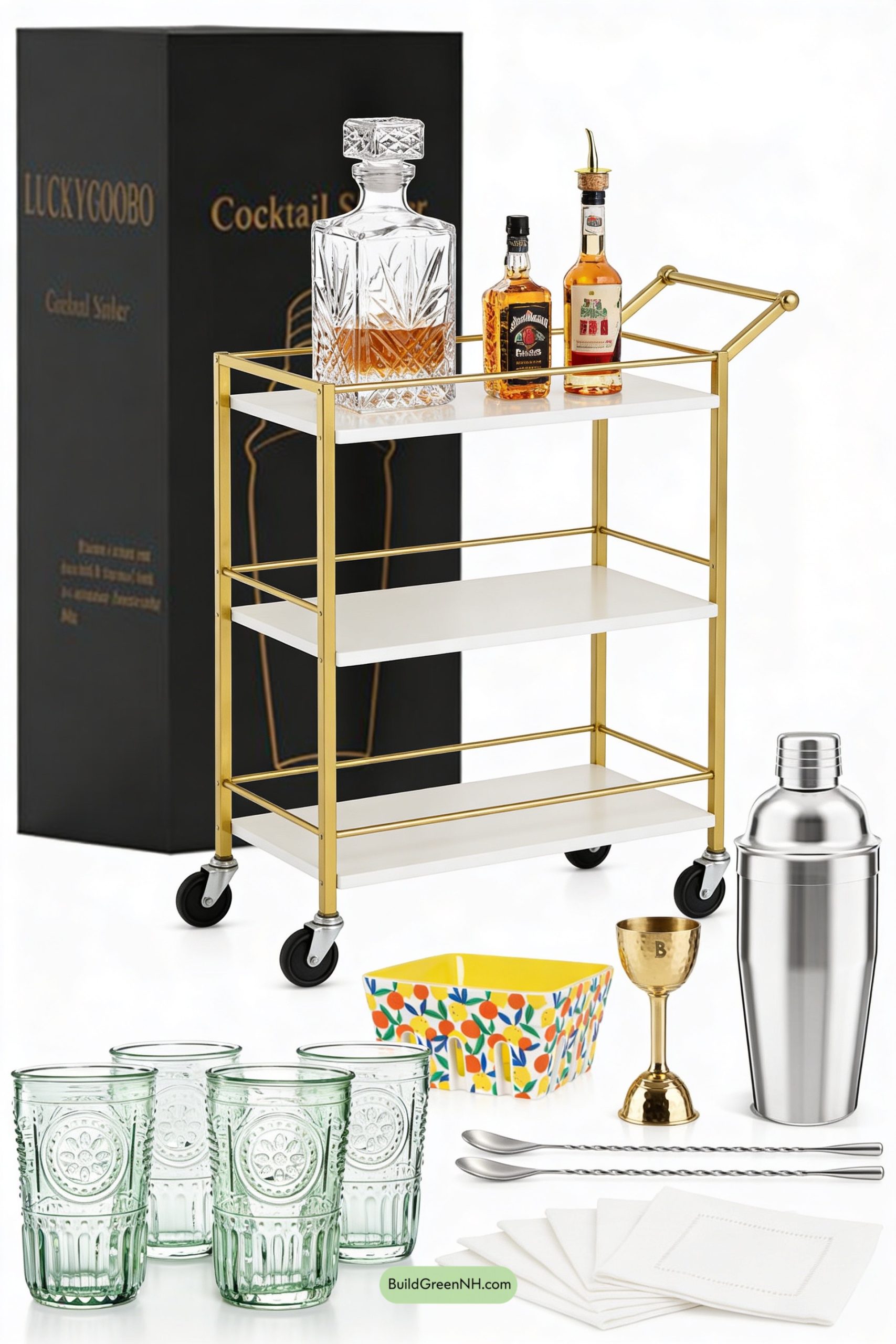 Moodboard for Brass Bar Cart with Citrus Charm