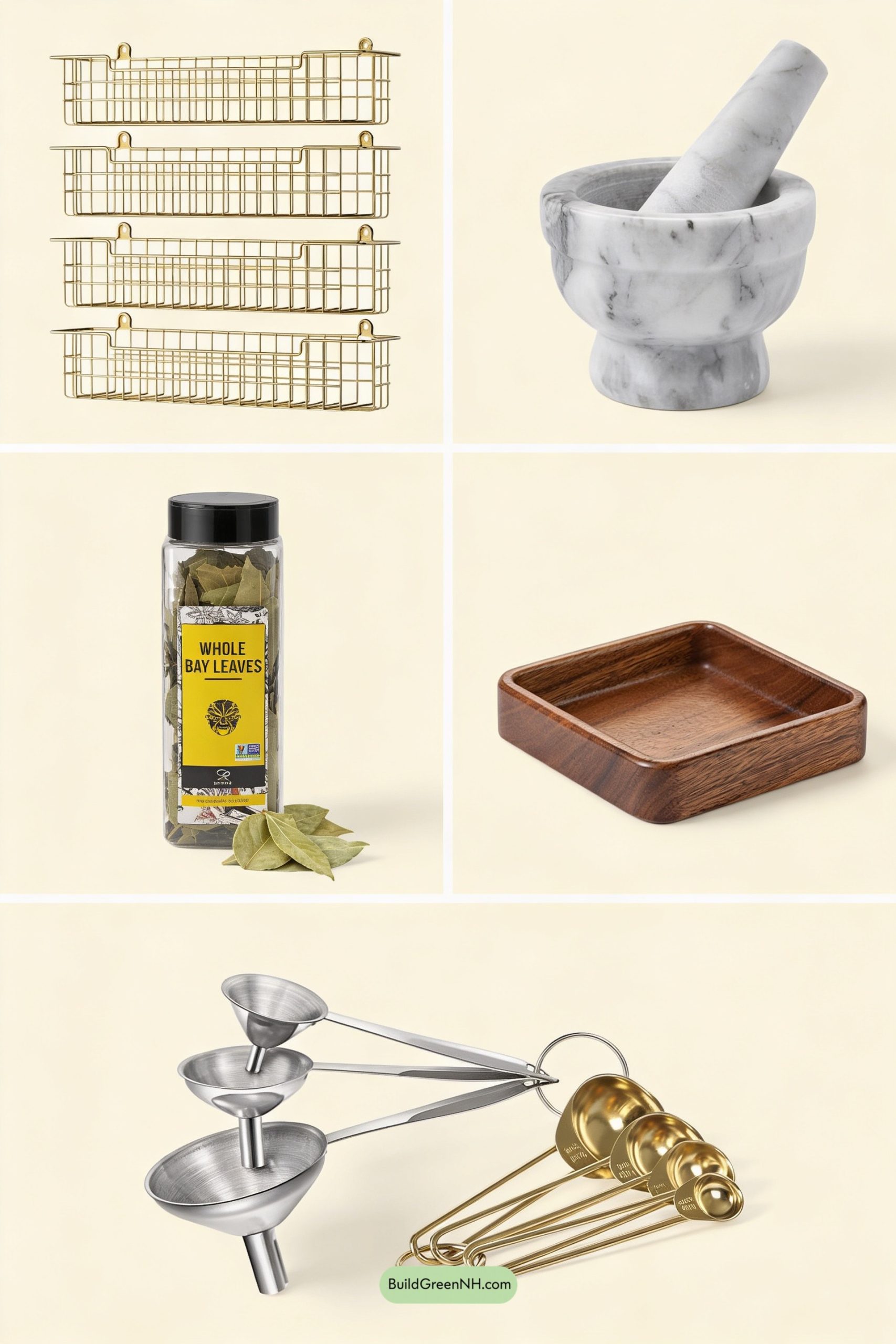 Moodboard for Brass Basket Spice Wall, Cottagecore Clean
