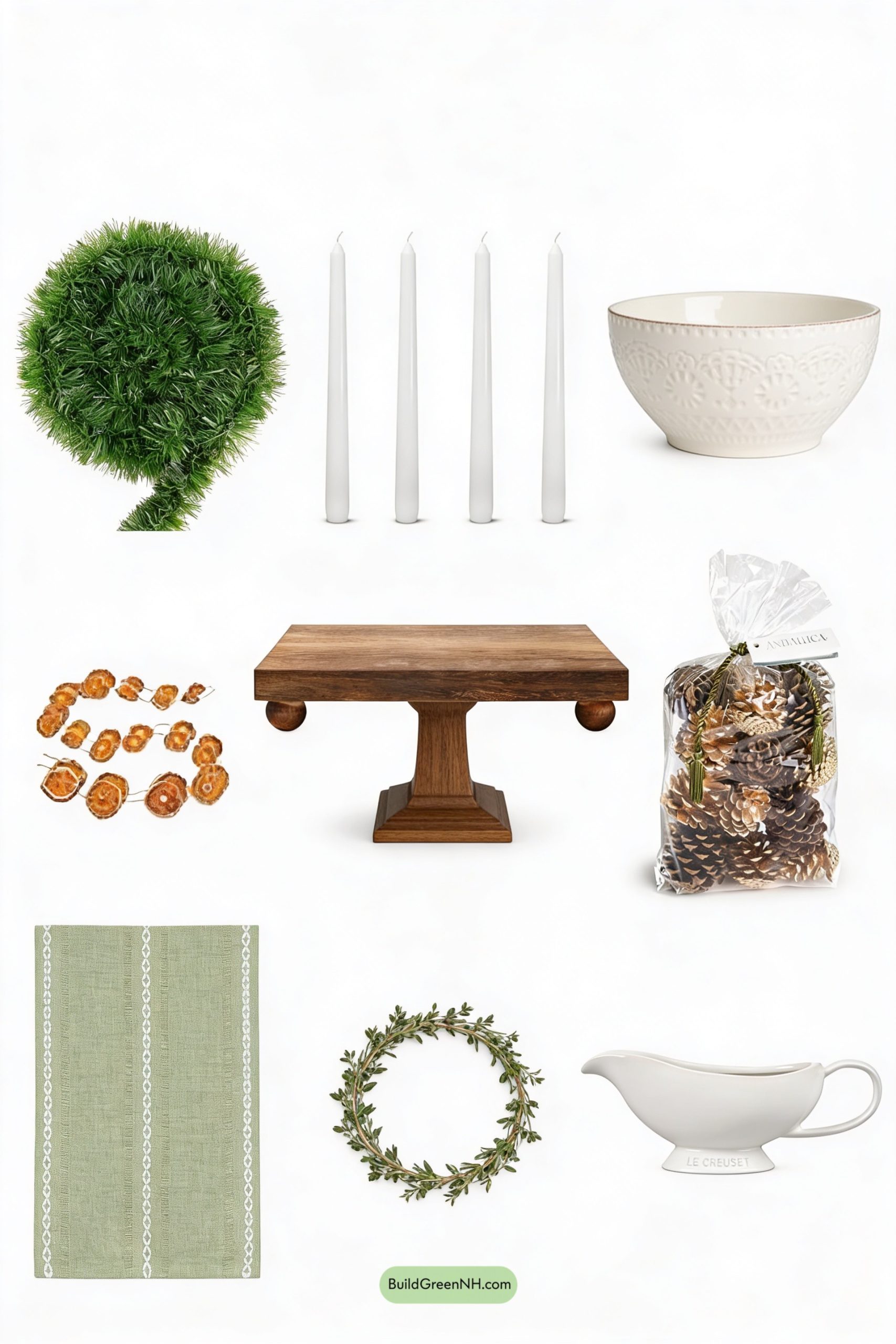 Moodboard for Evergreen and Brass Holiday Table Moment