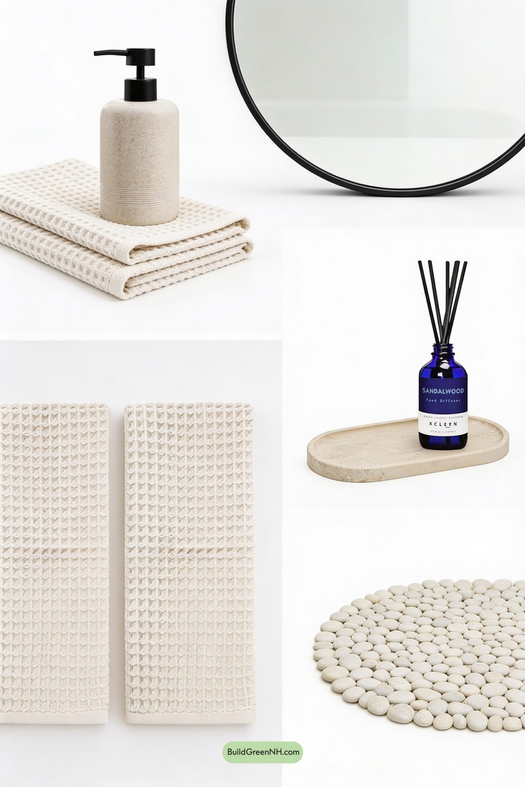 Moodboard for Japandi Shelf Spa, With a Blue Twist