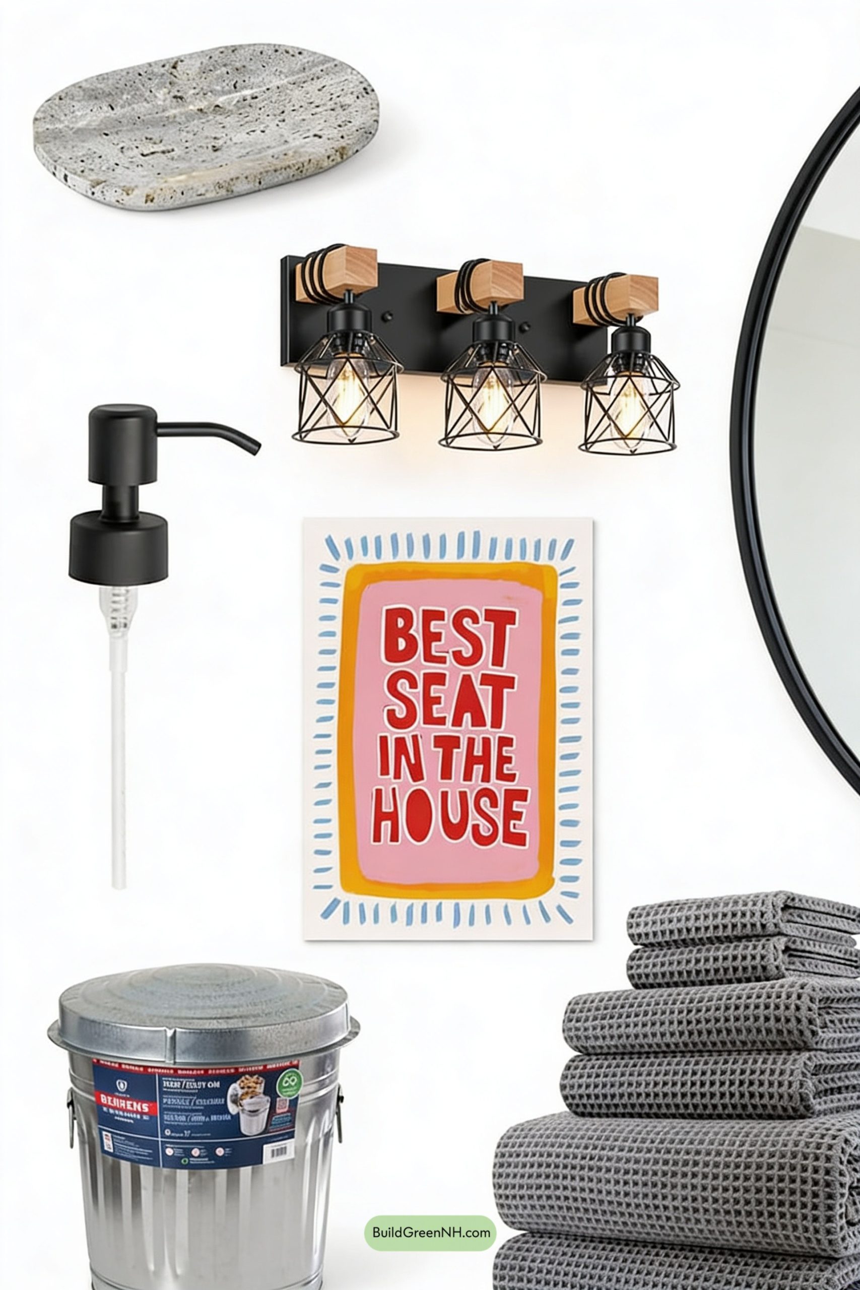 Moodboard for Industrial Loft Bathroom with Bold Print