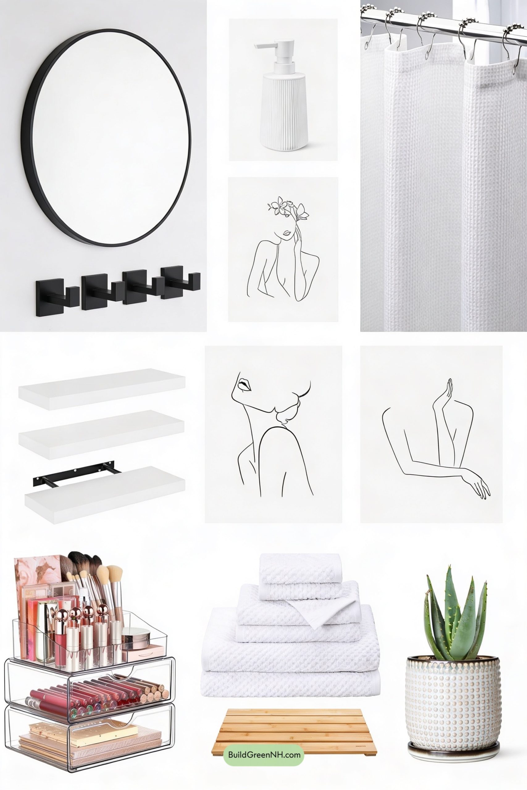 Moodboard for White-on-White Scandi Bath, Black Trim