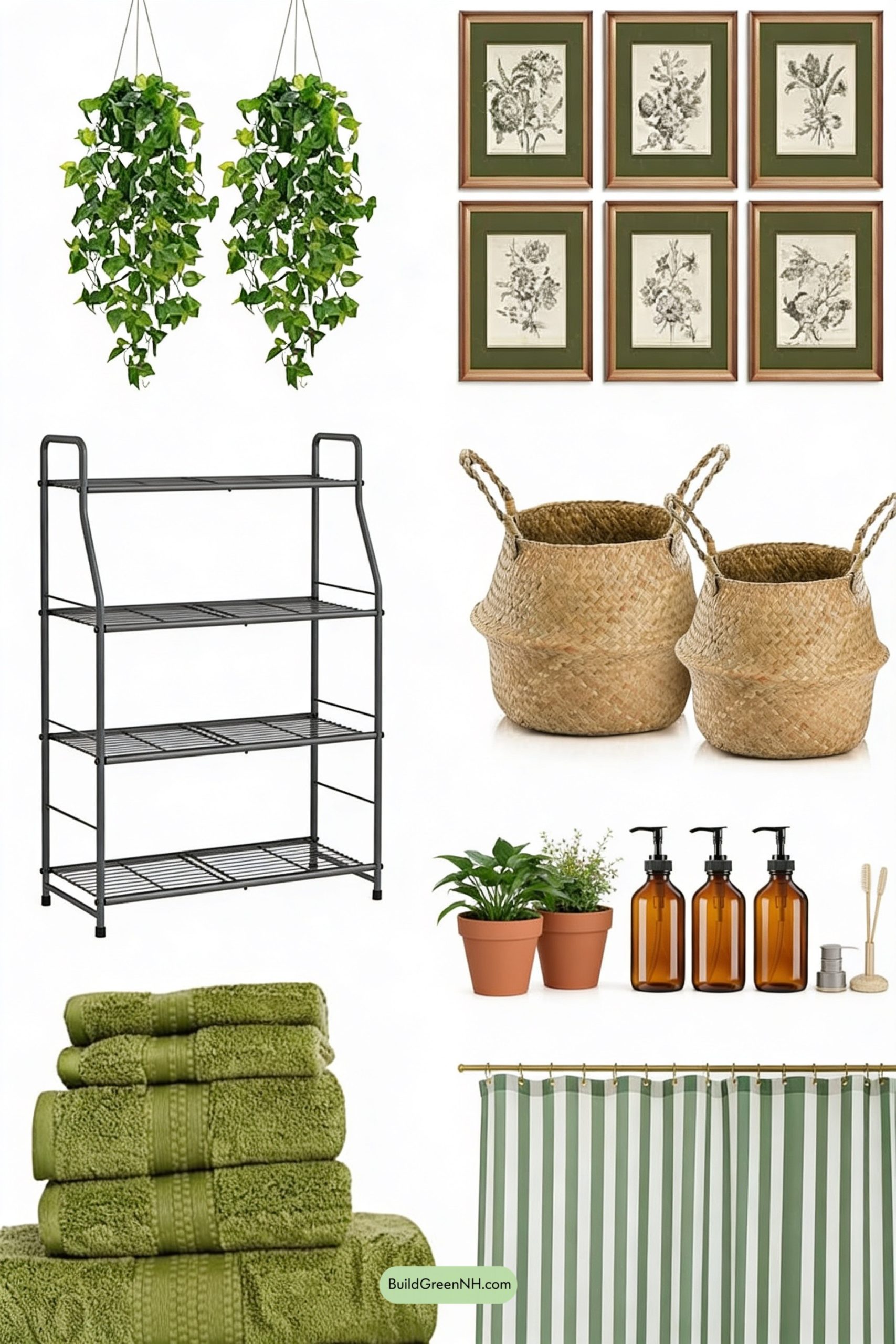 Moodboard for Greenhouse-Inspired Bathroom with Hanging Vines