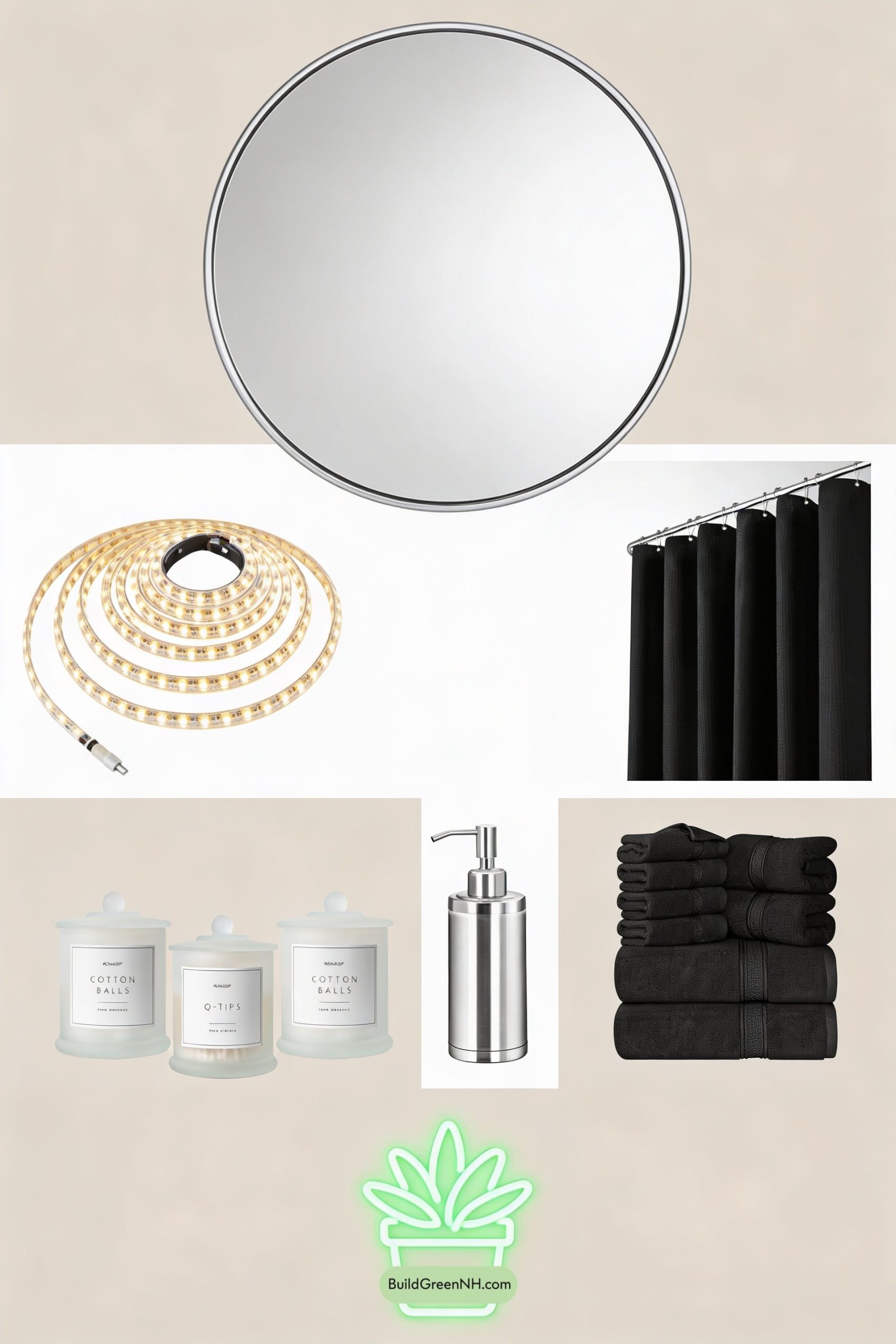 Moodboard for Cyber Neon Glow Modern Bathroom