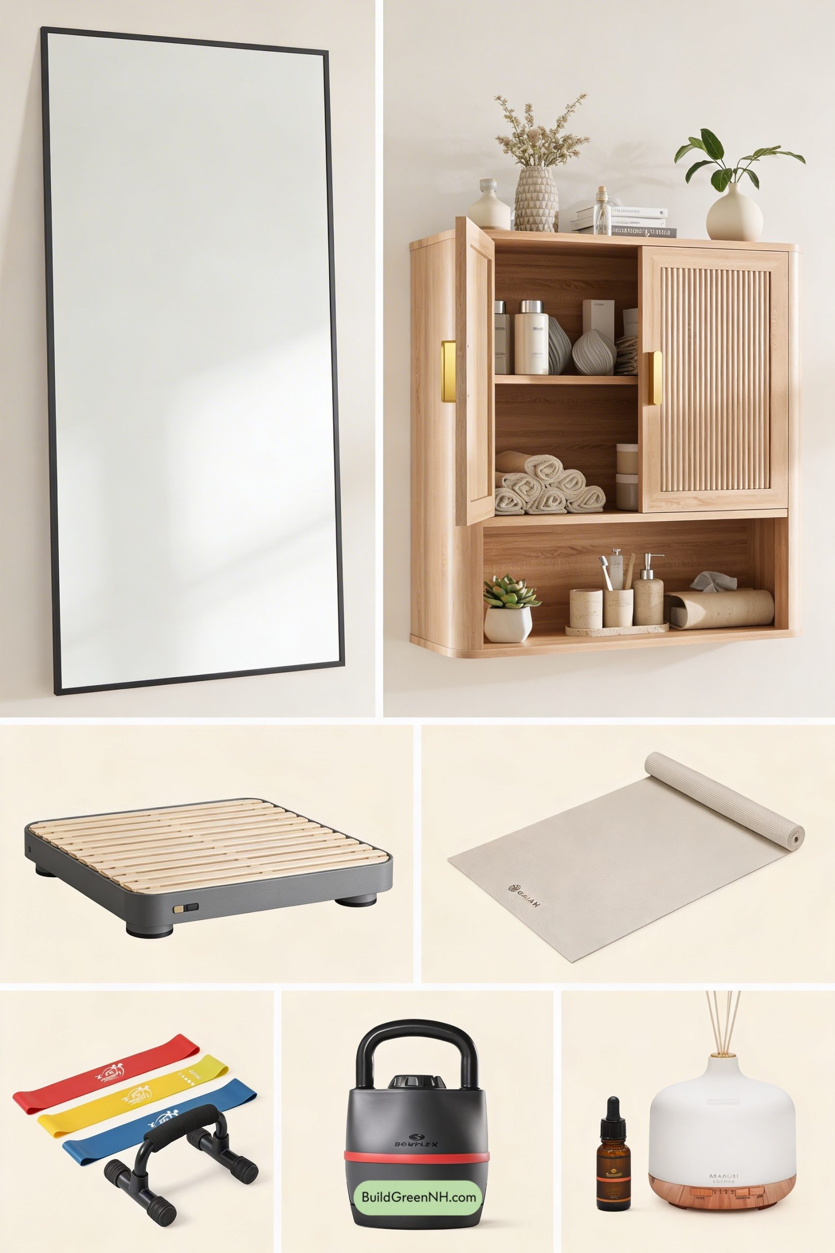 Moodboard for Japandi Calm Stretch Studio at Home