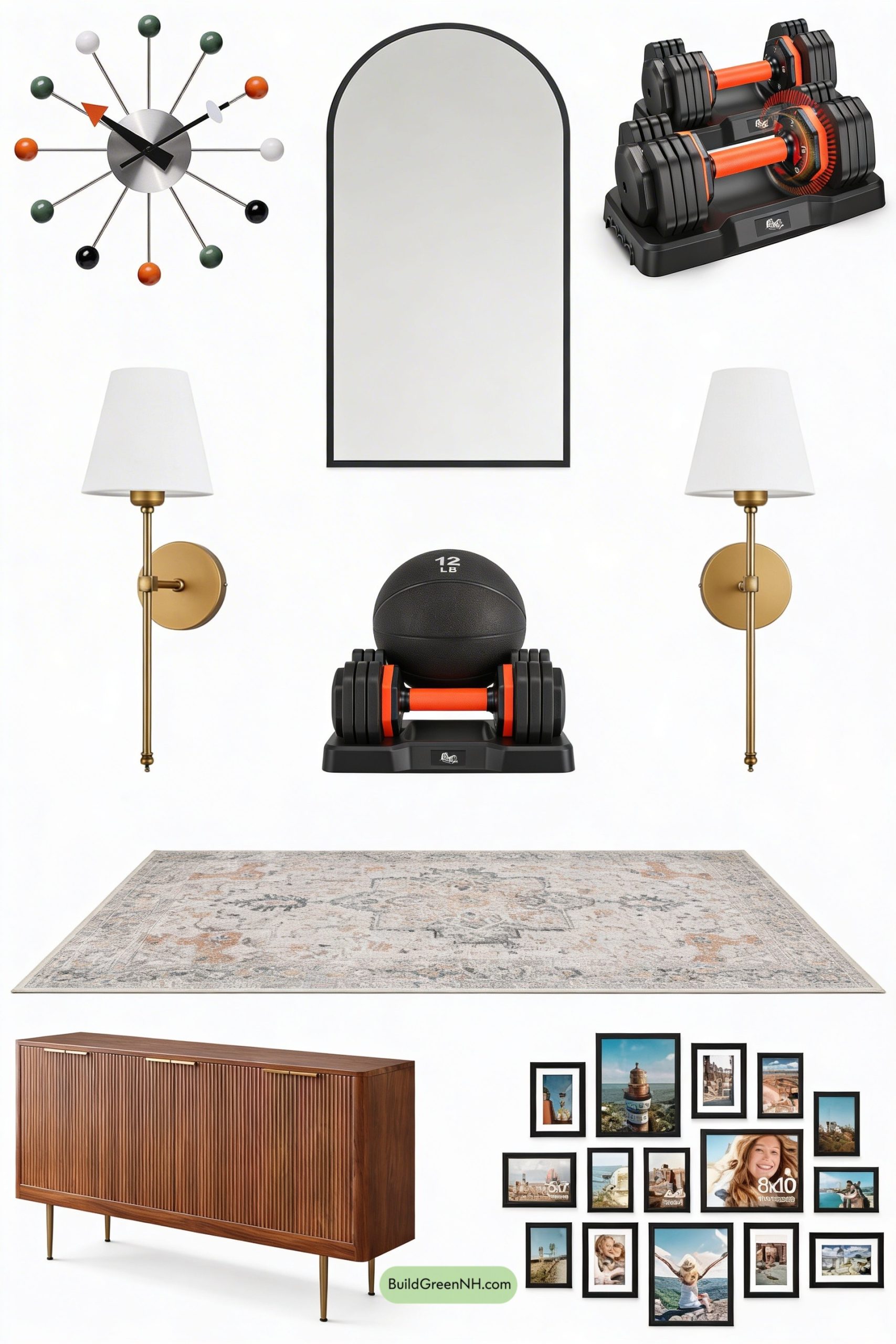 Moodboard for Mad Men Walnut Home Gym