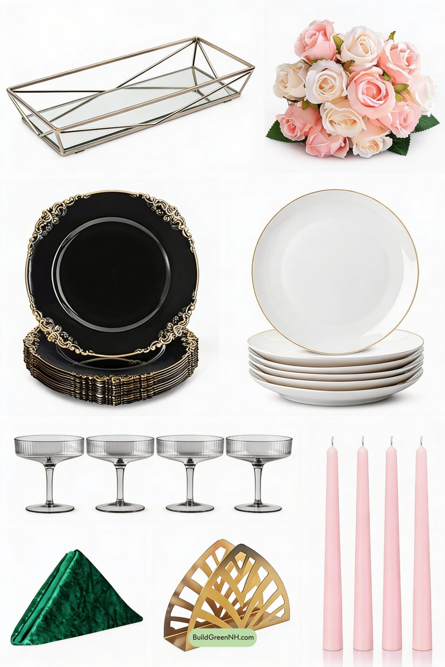 Moodboard for Deco Blush & Emerald Spring Tablescape