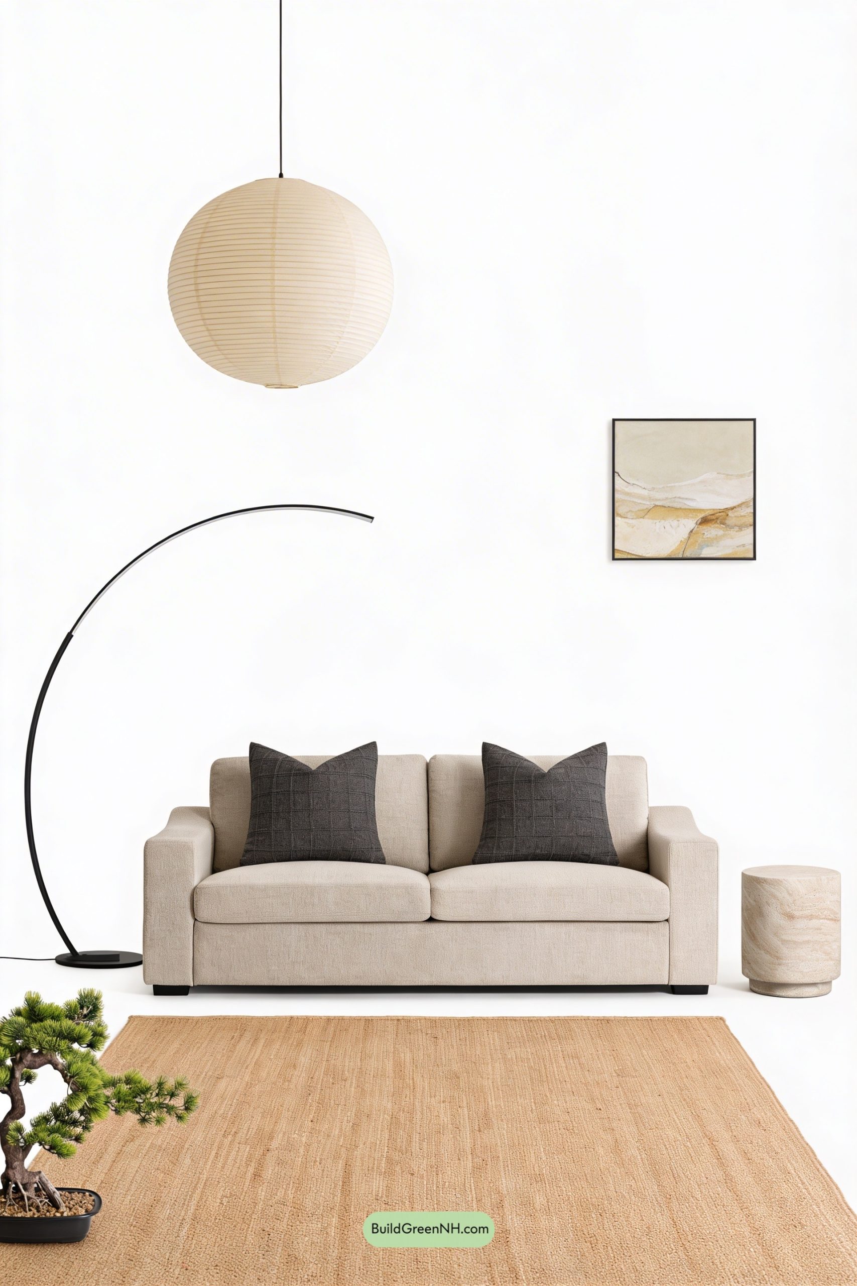 Moodboard for Japandi Spring Calm with Black Lines