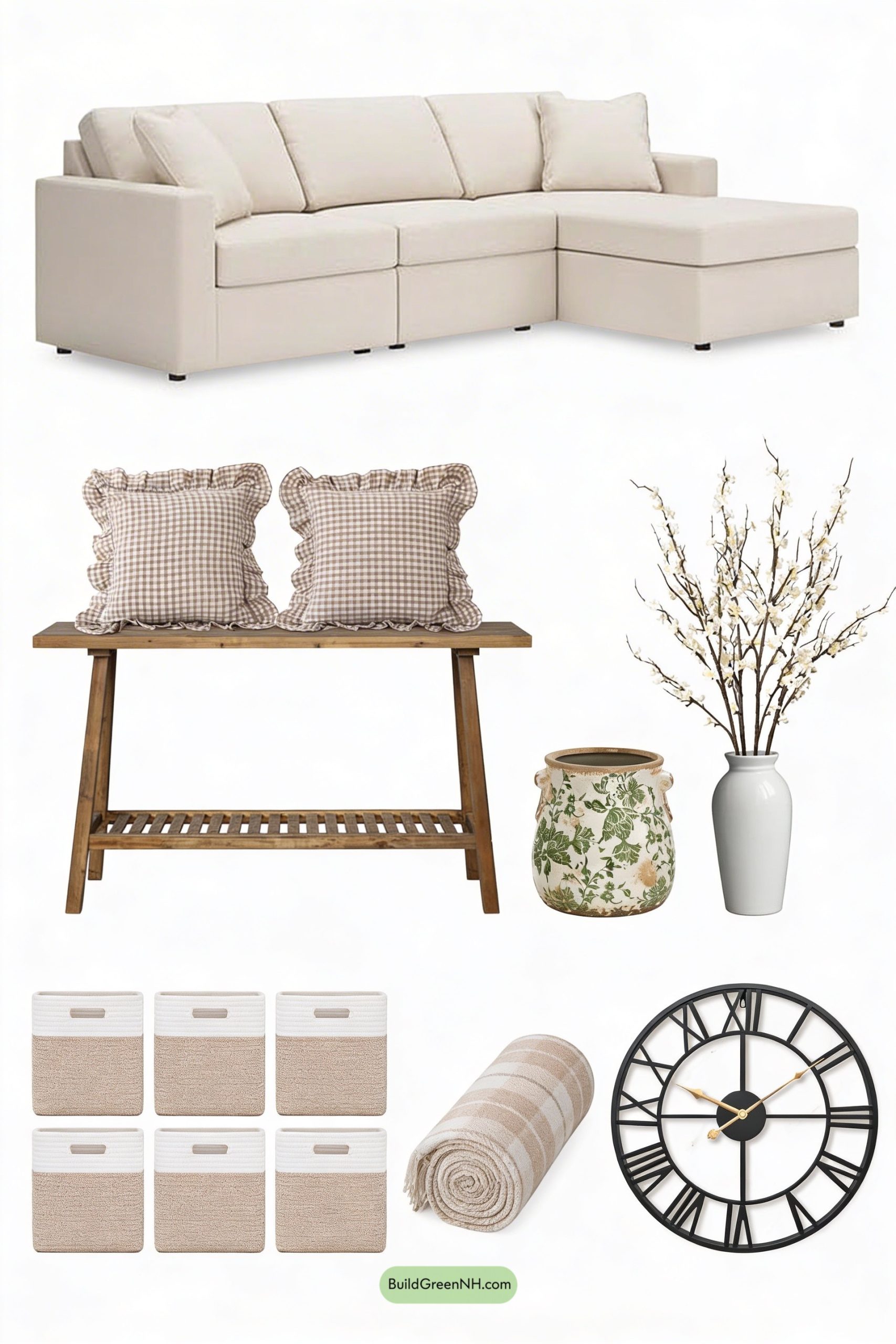 Moodboard for Soft White Farmhouse Living, Spring Ready