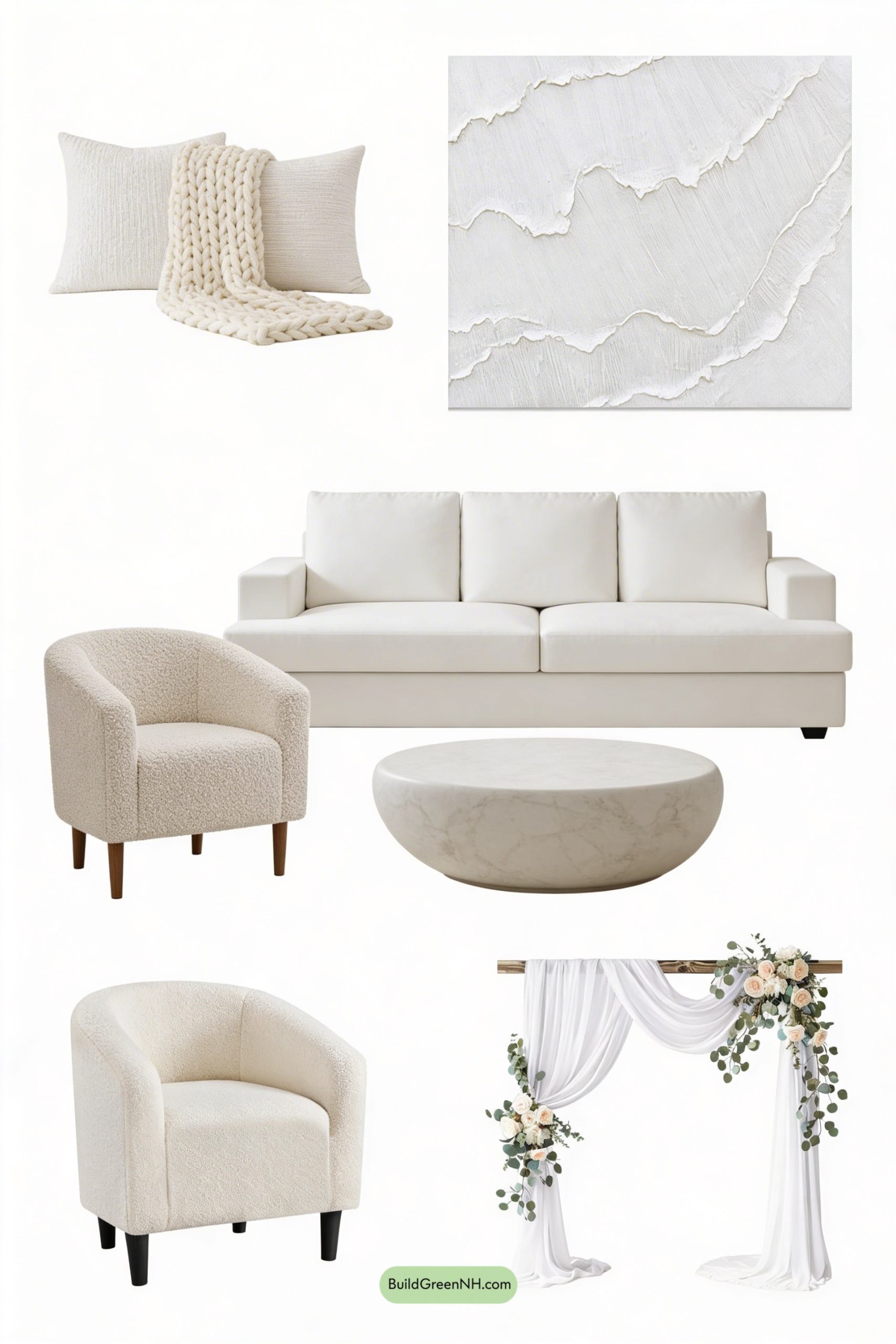 Moodboard for White-on-White Spring Living Room Calm