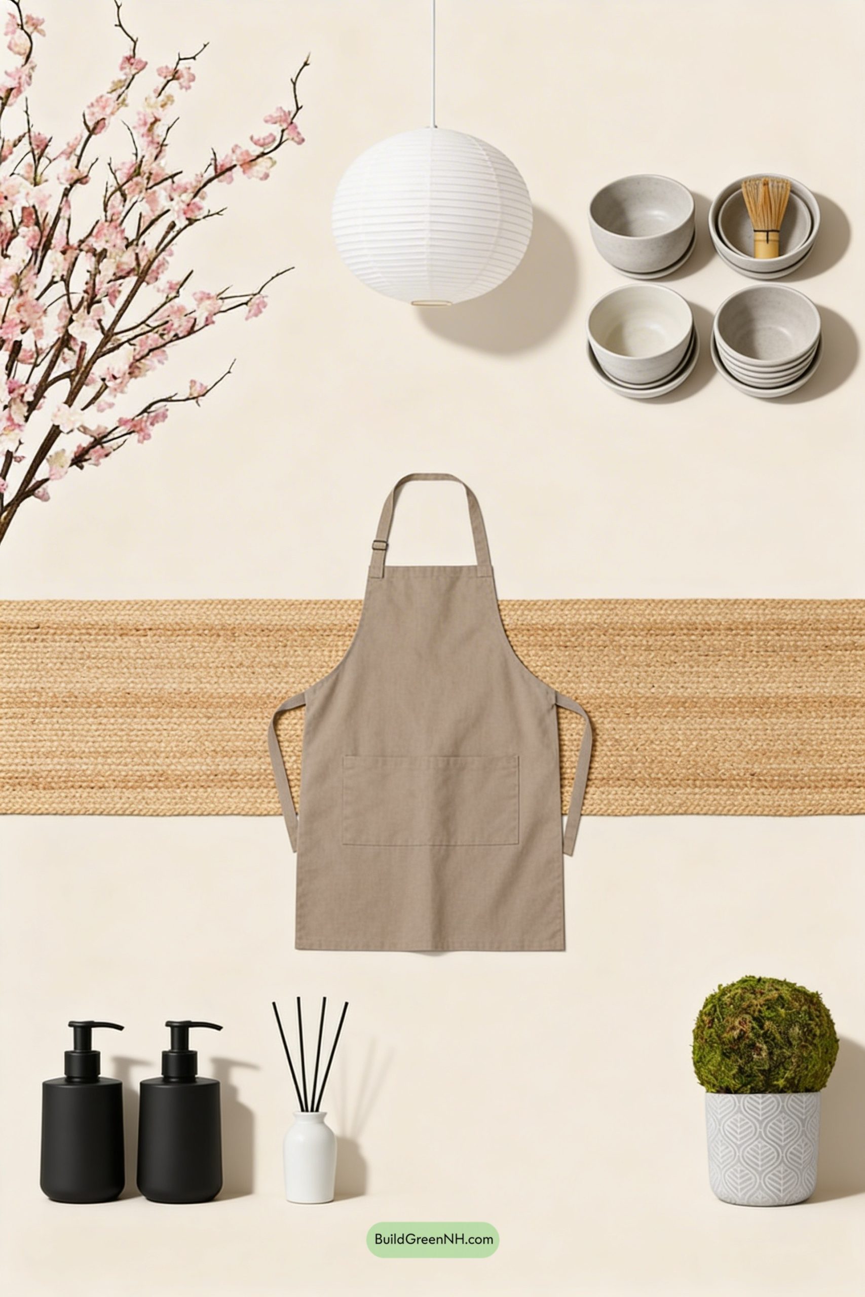 Moodboard for Japandi Spring Calm, With Blossom Branches