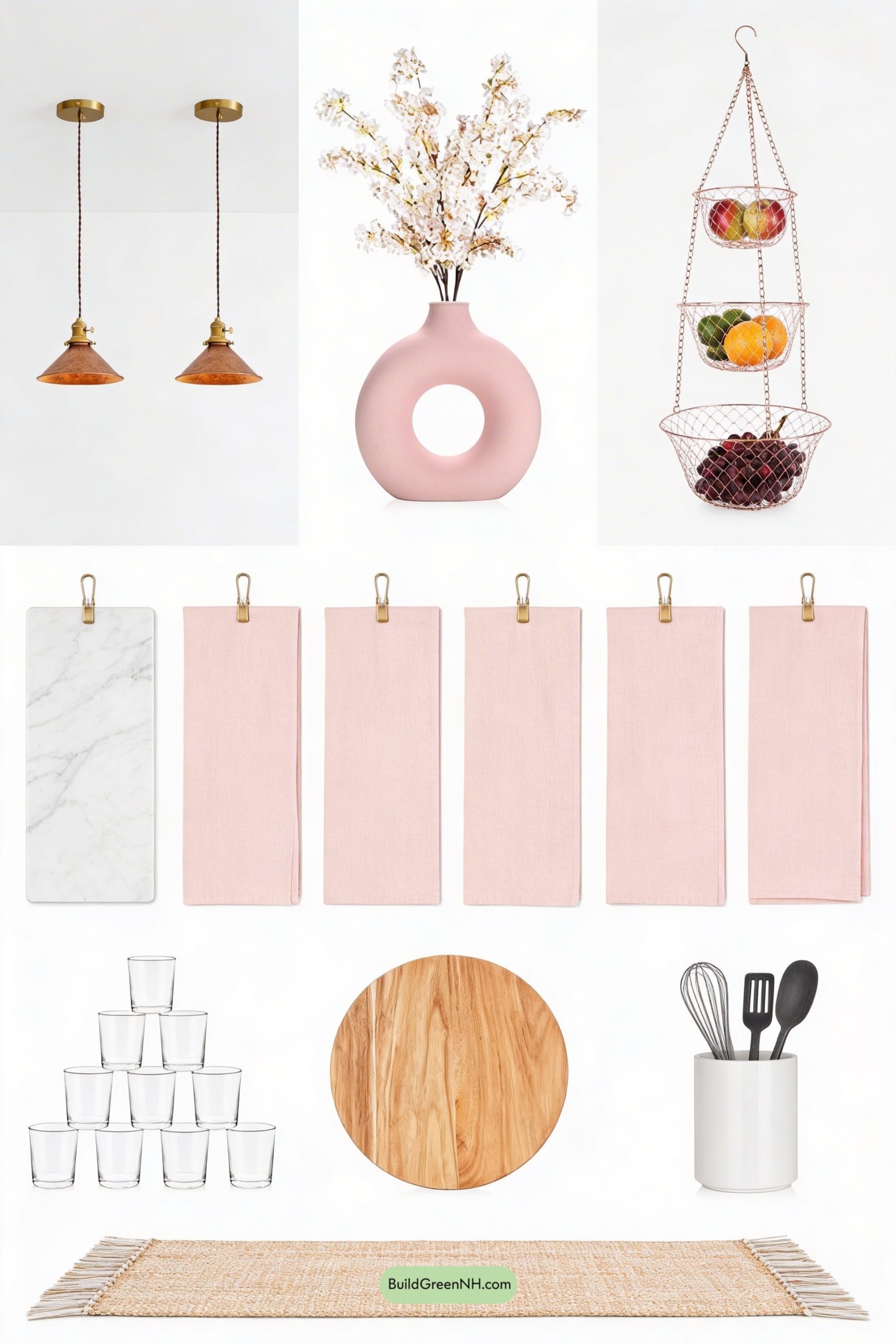 Moodboard for Peach Blossom Glow, Copper Pendant Mood
