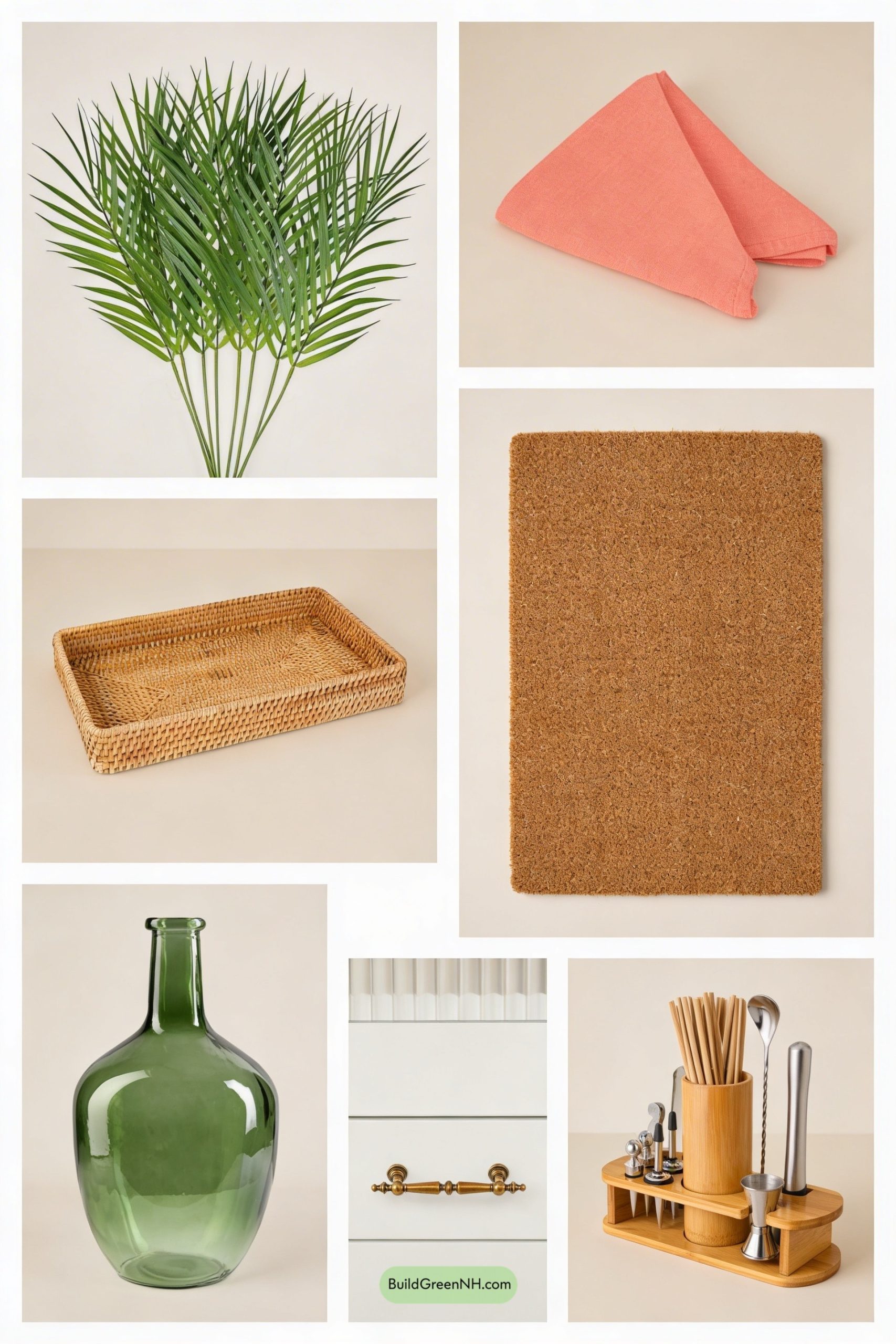 Moodboard for Palm-Leaf Pop in a Crisp White Kitchen