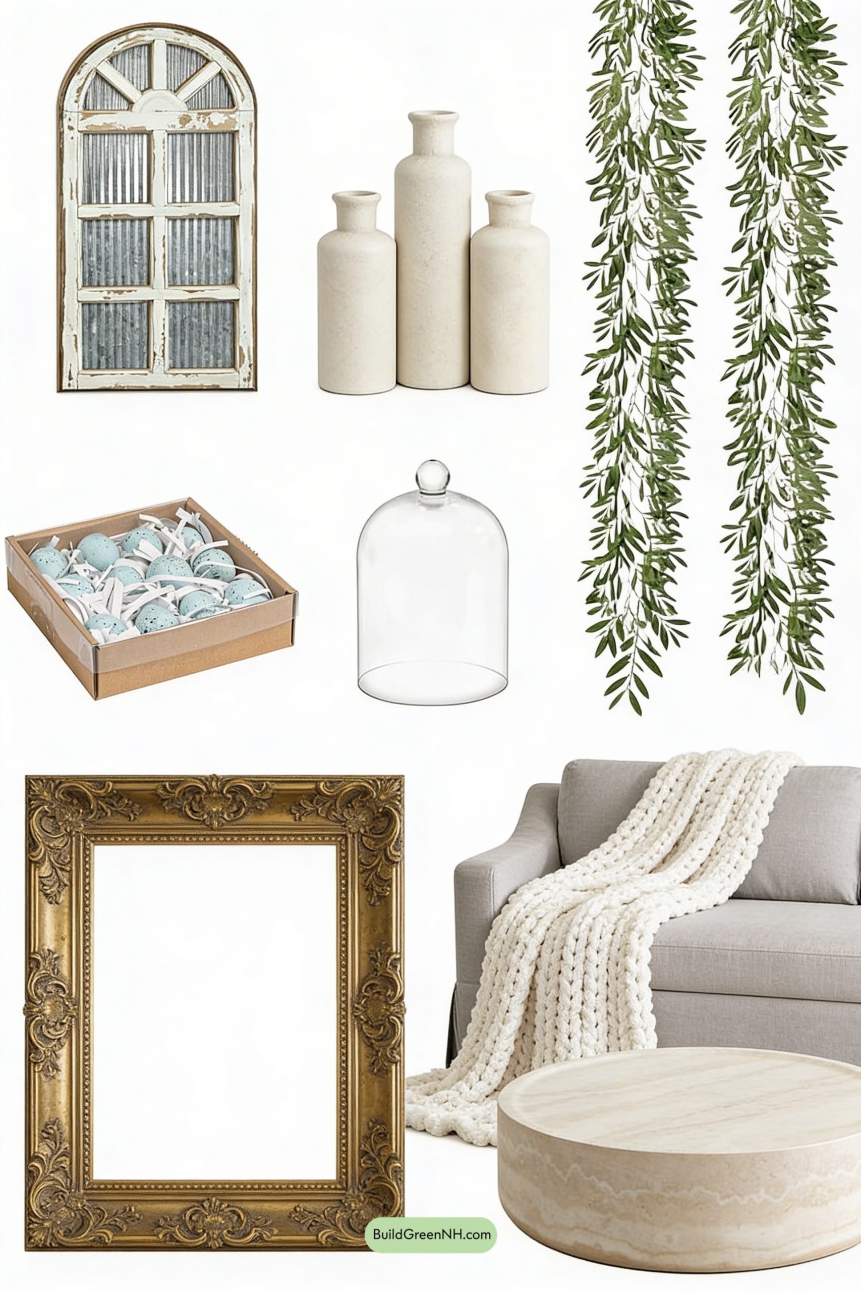 Moodboard for Spring-Soft Rustic Mantel, Modern Calm