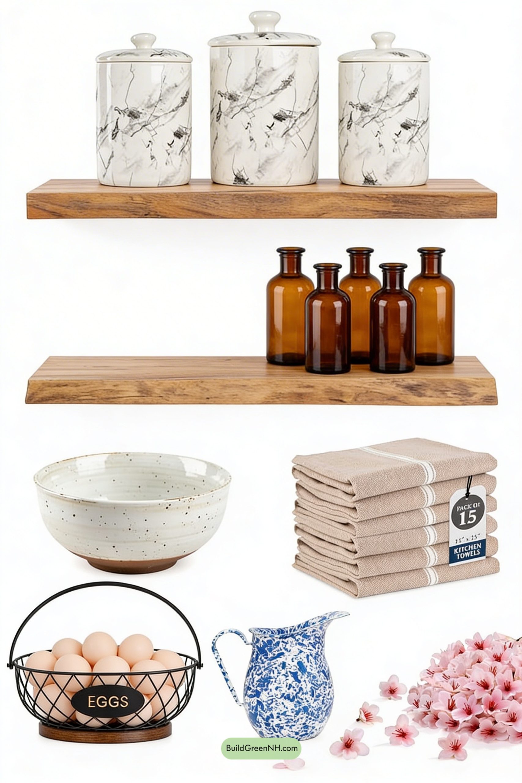 Moodboard for Rustic Spring Open Shelves, Soft & Fresh