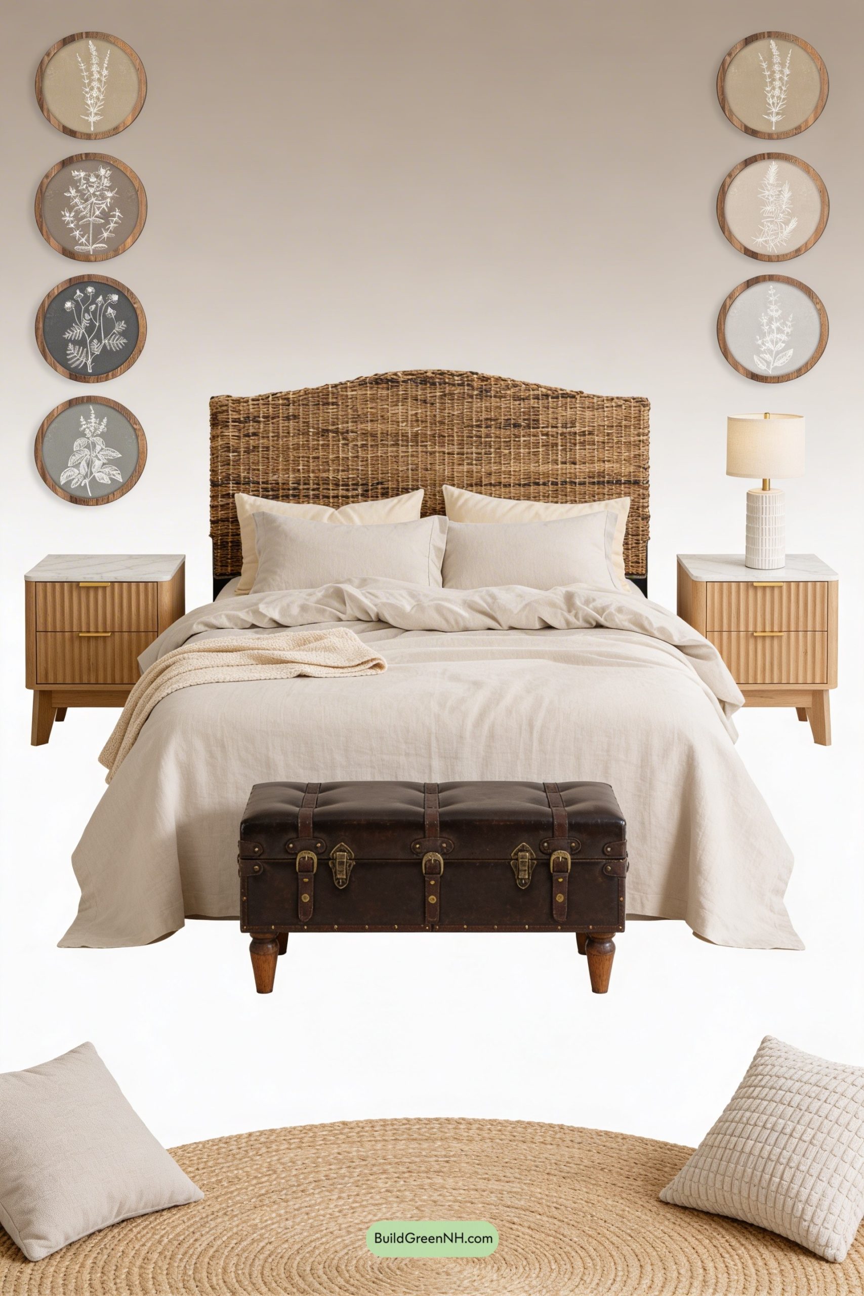 Moodboard for Woven Headboard, Pressed Botanicals, Spring Calm