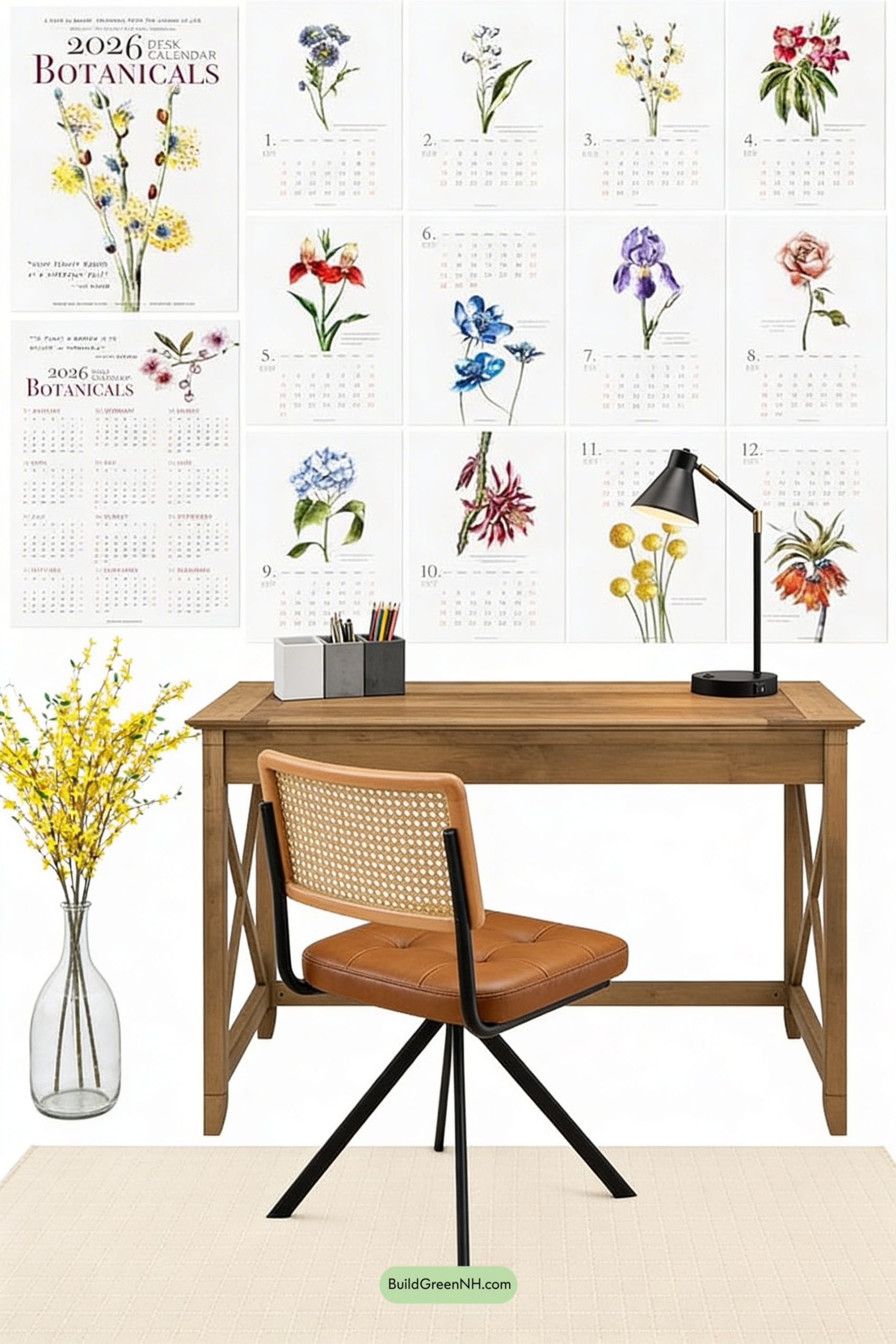 Moodboard for Sunlit Rustic Desk With Spring Florals