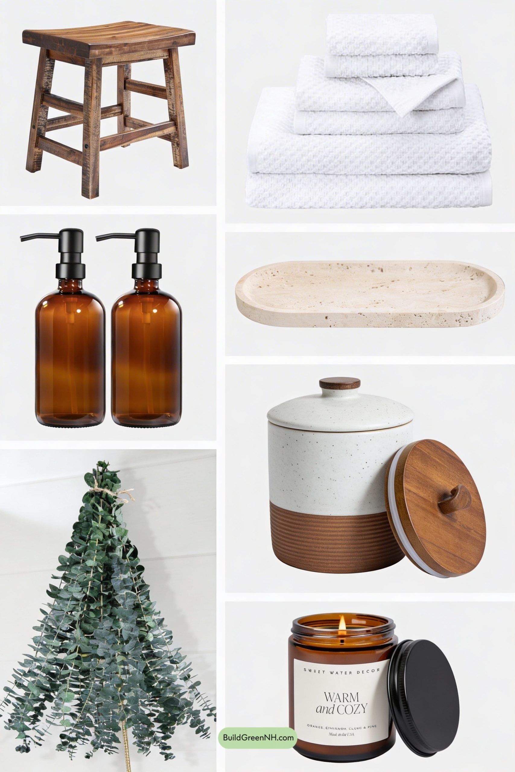 Moodboard for Spring-Fresh Rustic Spa Bathroom Retreat