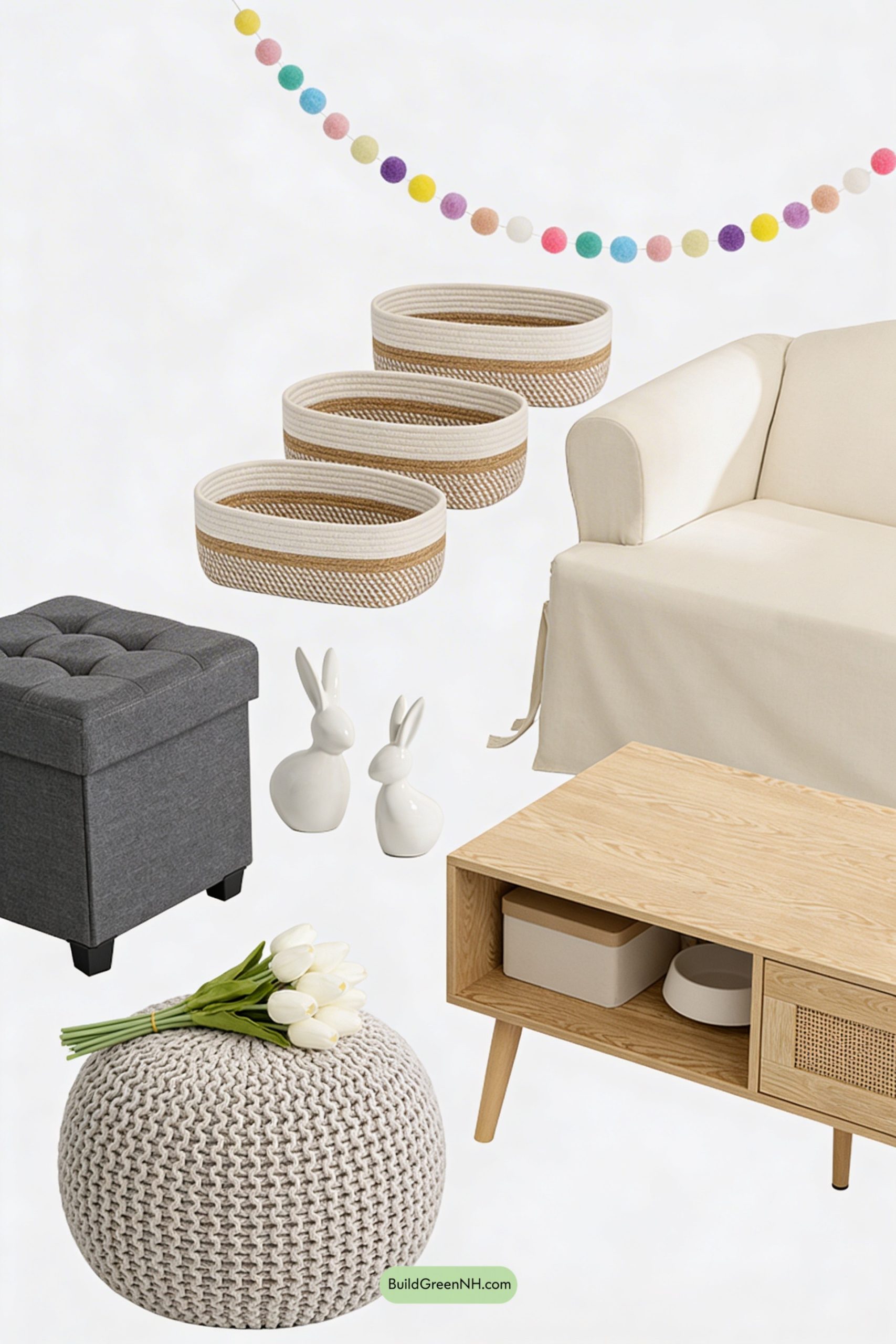 Moodboard for Modern Rustic Spring Room with Bunnies