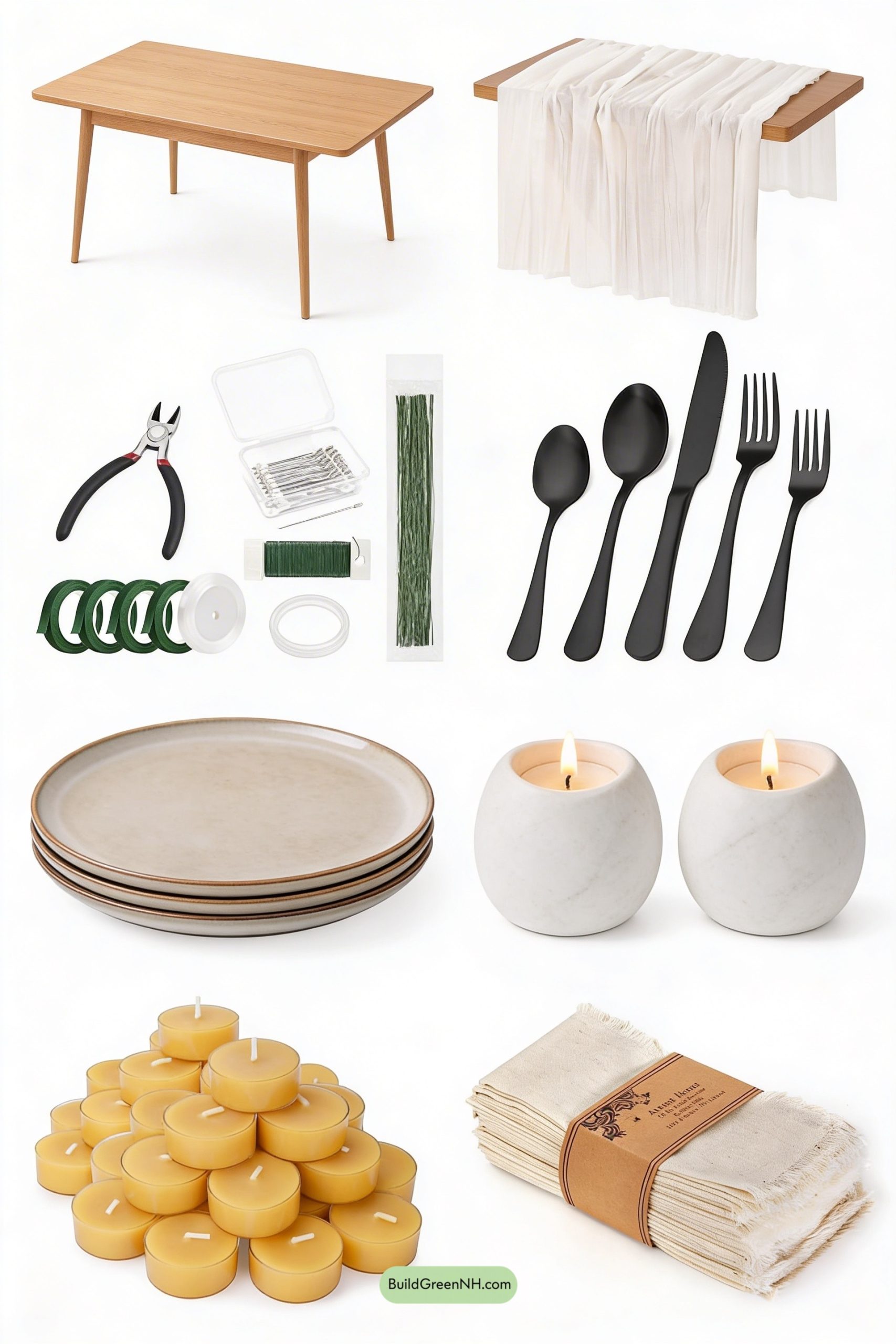 Moodboard for Ike-Blooms on a Modern Rustic Table