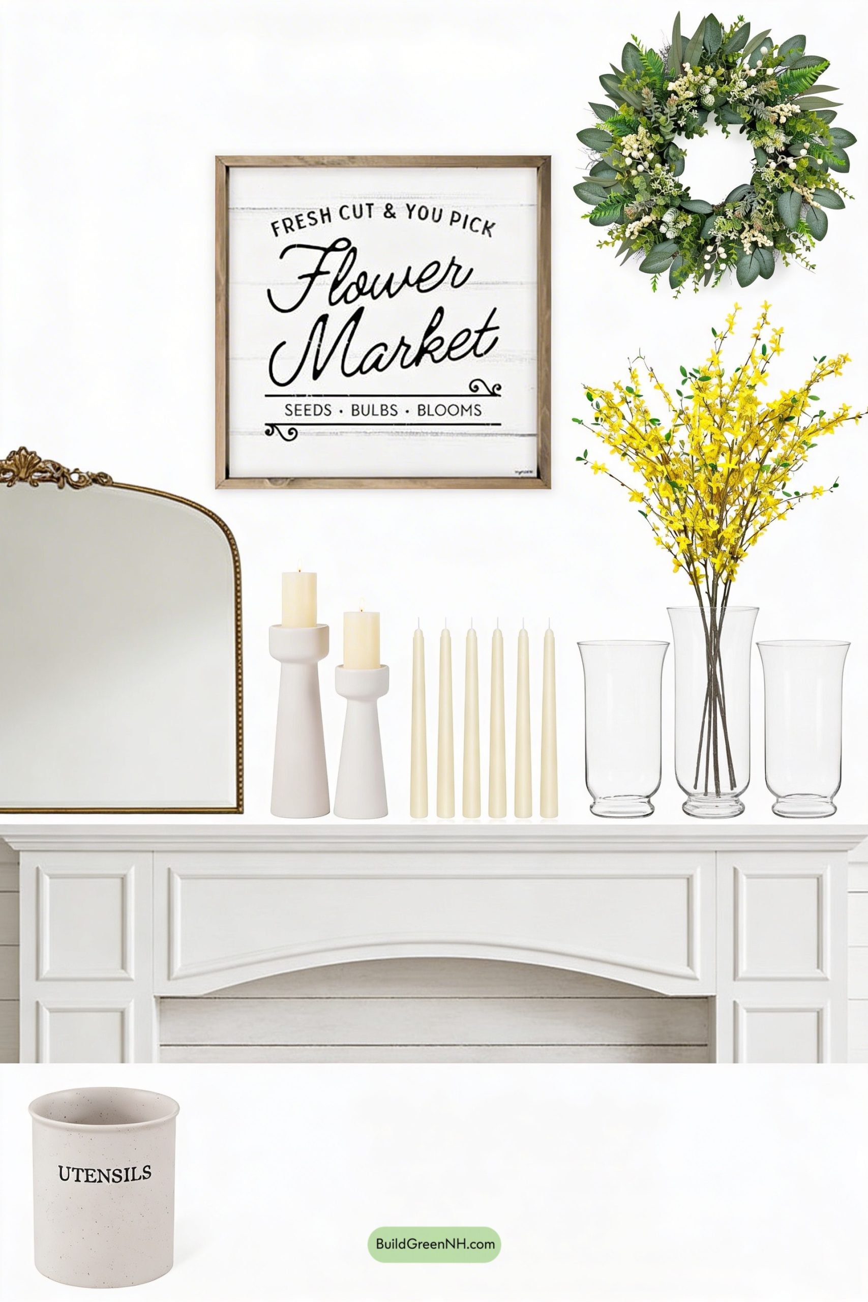 Moodboard for Flower Market Mantel, Modern Farmhouse Glow
