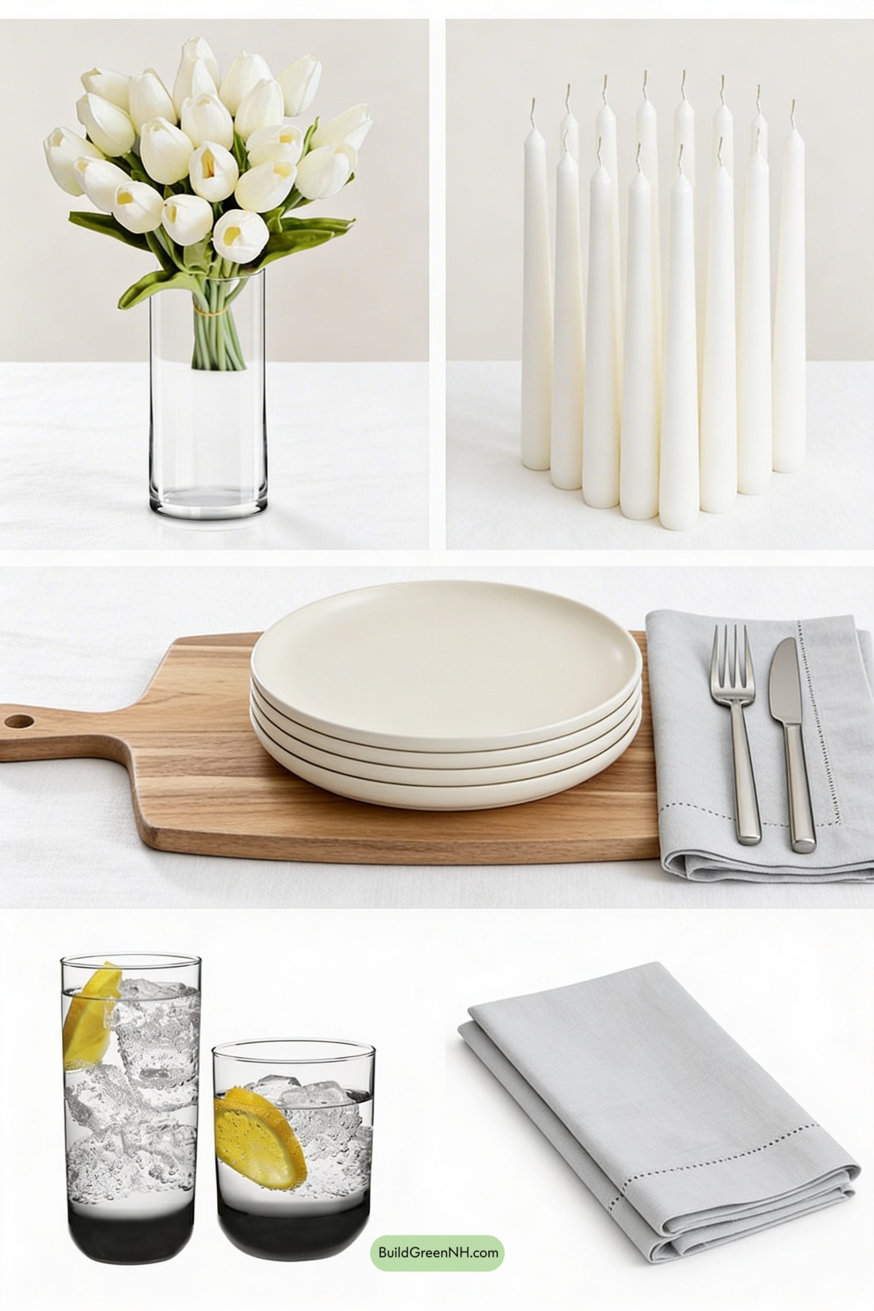 Moodboard for White-on-White Table, Tulips Stealing Spotlight