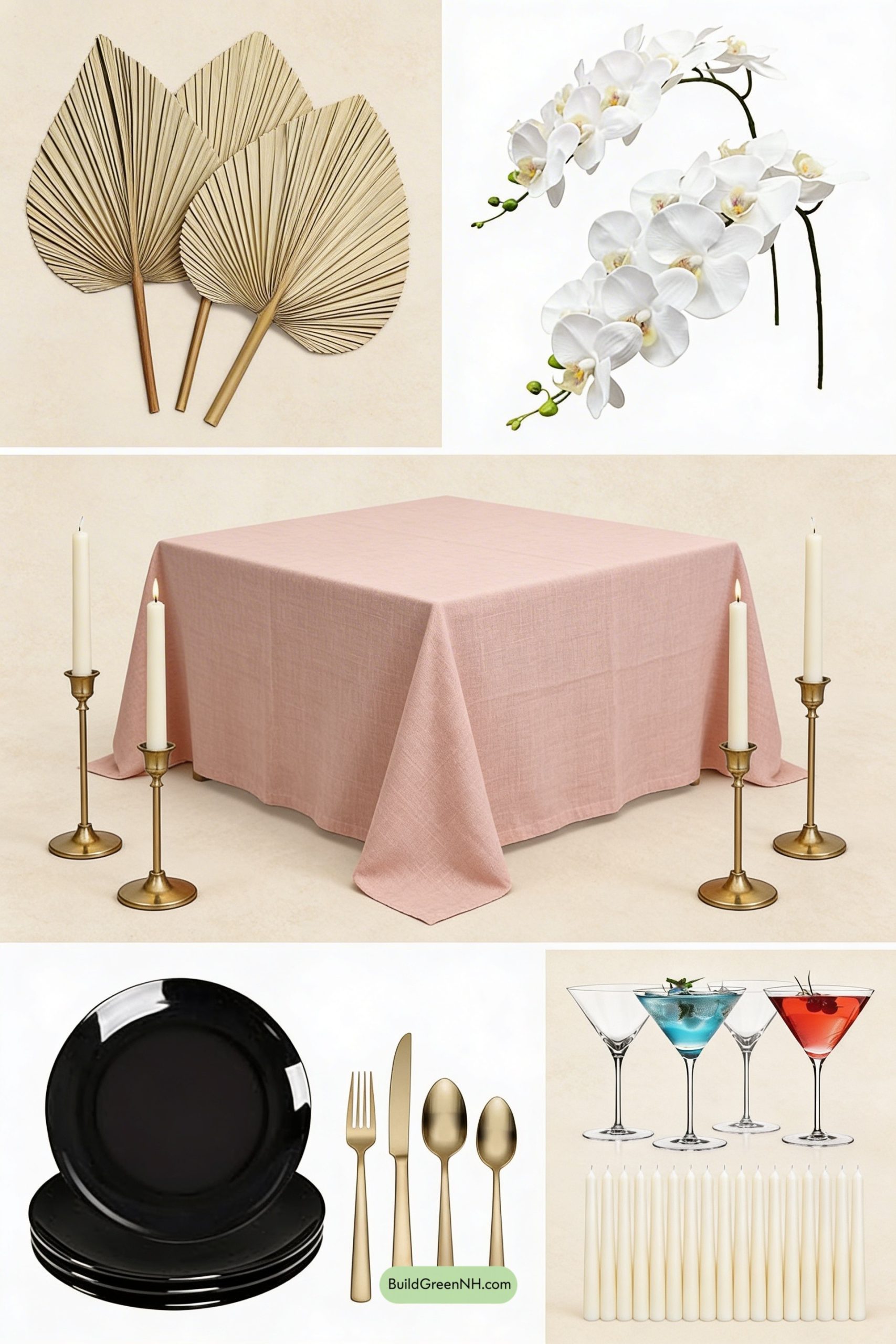 Moodboard for Blush Brass Art-Deco Spring Table