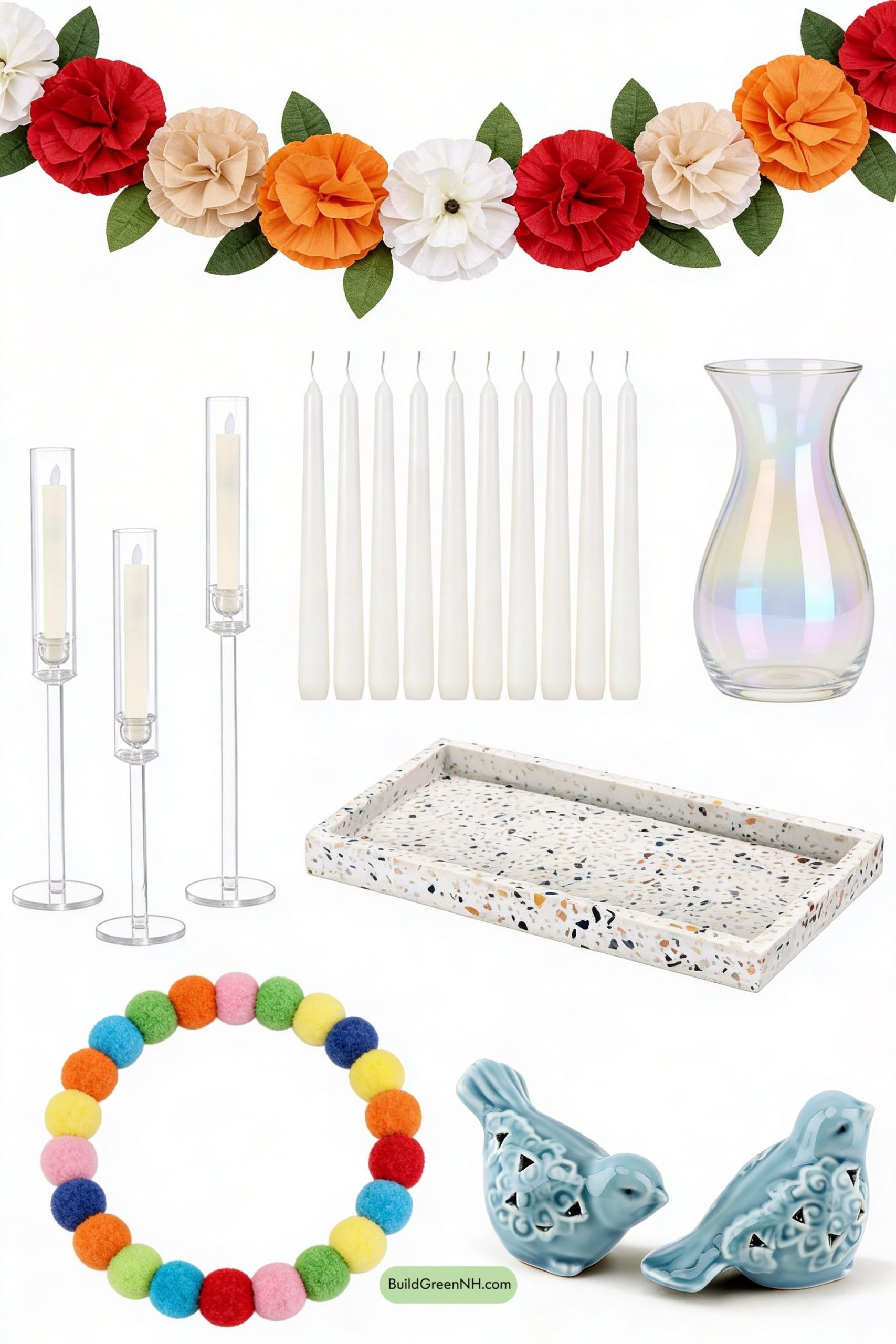 Moodboard for Rainbow Paper Blooms Over Spring Mantel