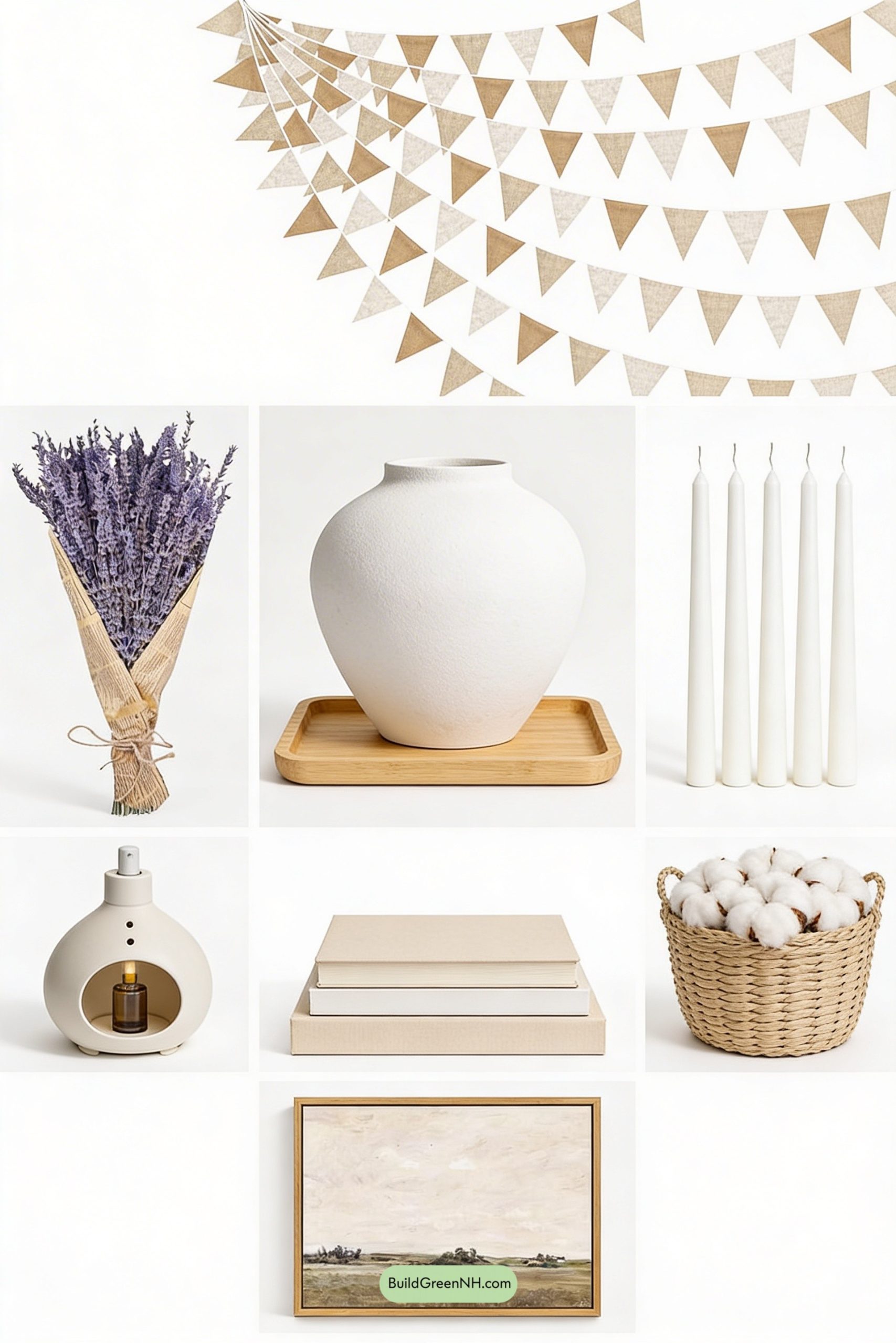 Moodboard for Linen & Lavender Spa Mantel Moment