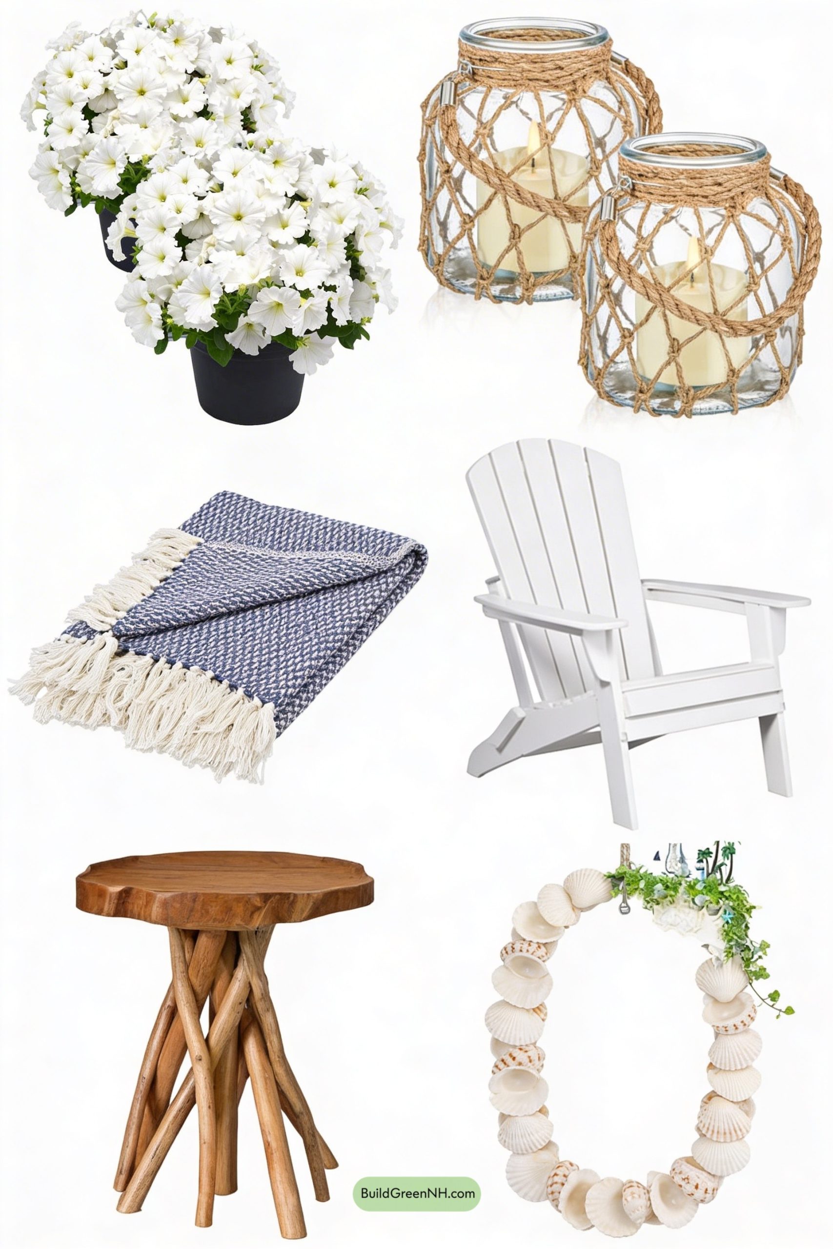 Moodboard for Seashell Wreath, Sky-Blue Door Calm