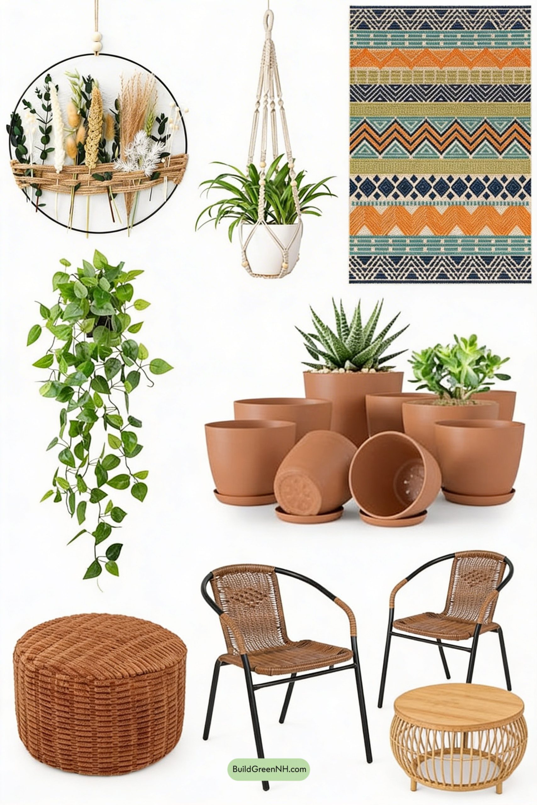 Moodboard for Boho Spring Porch, Full-Width Cozy