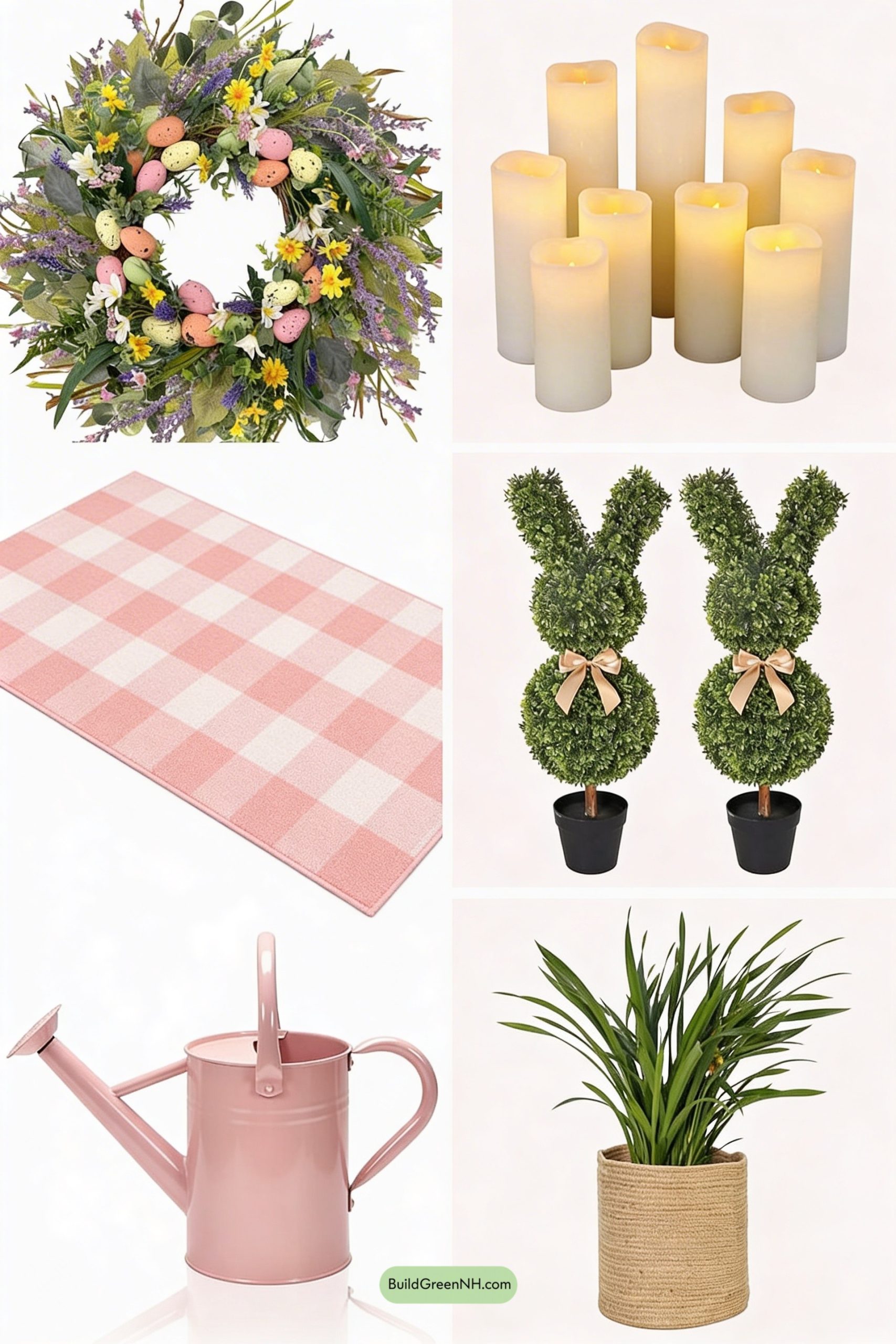 Moodboard for Gingham Porch, Bunny Topiaries, Eggy Wreath