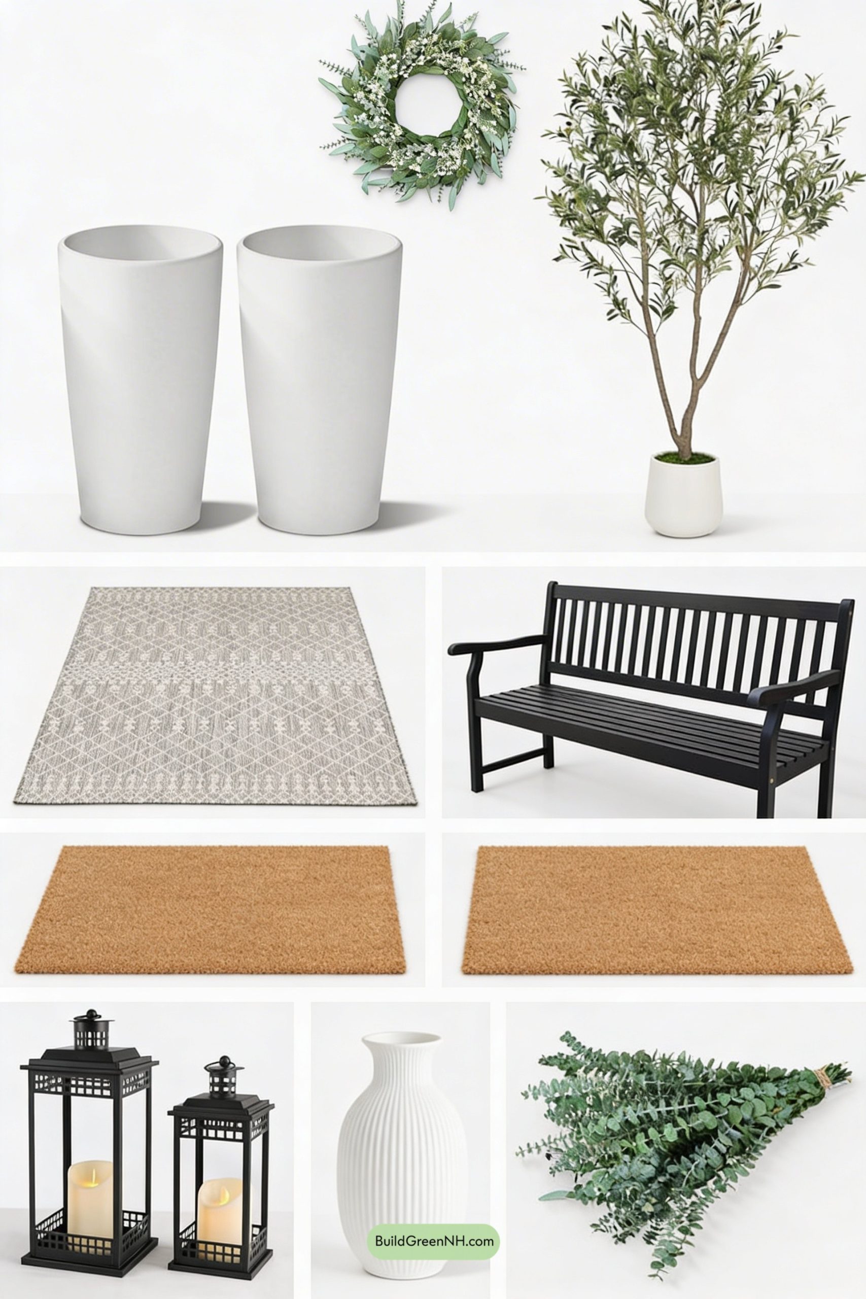 Moodboard for Monochrome Porch, Fresh Spring Greenery