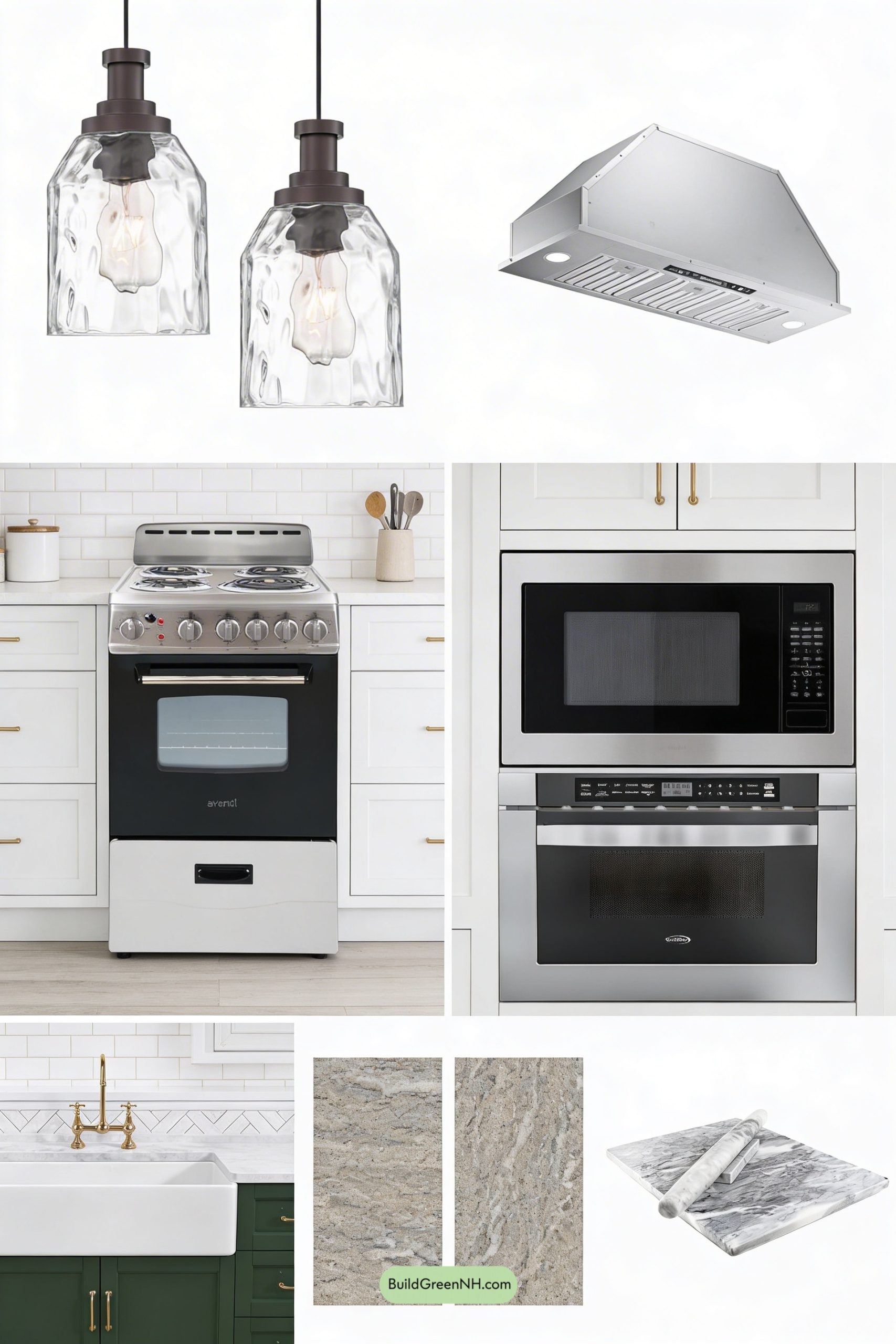 Moodboard for Walnut Island, White Shakers, Quiet Luxury