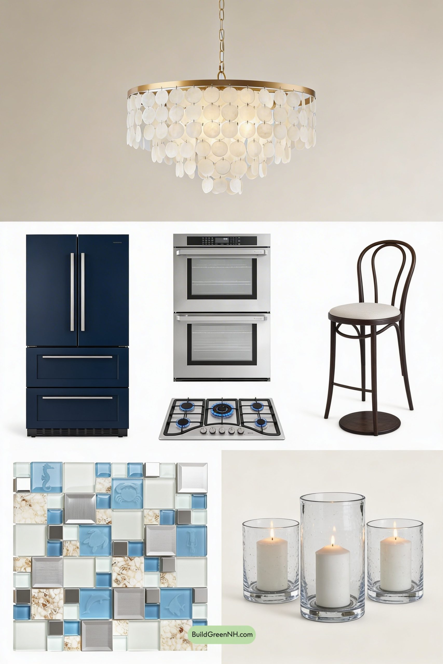 Moodboard for Sea-Glass Luxe Kitchen Glow-Up