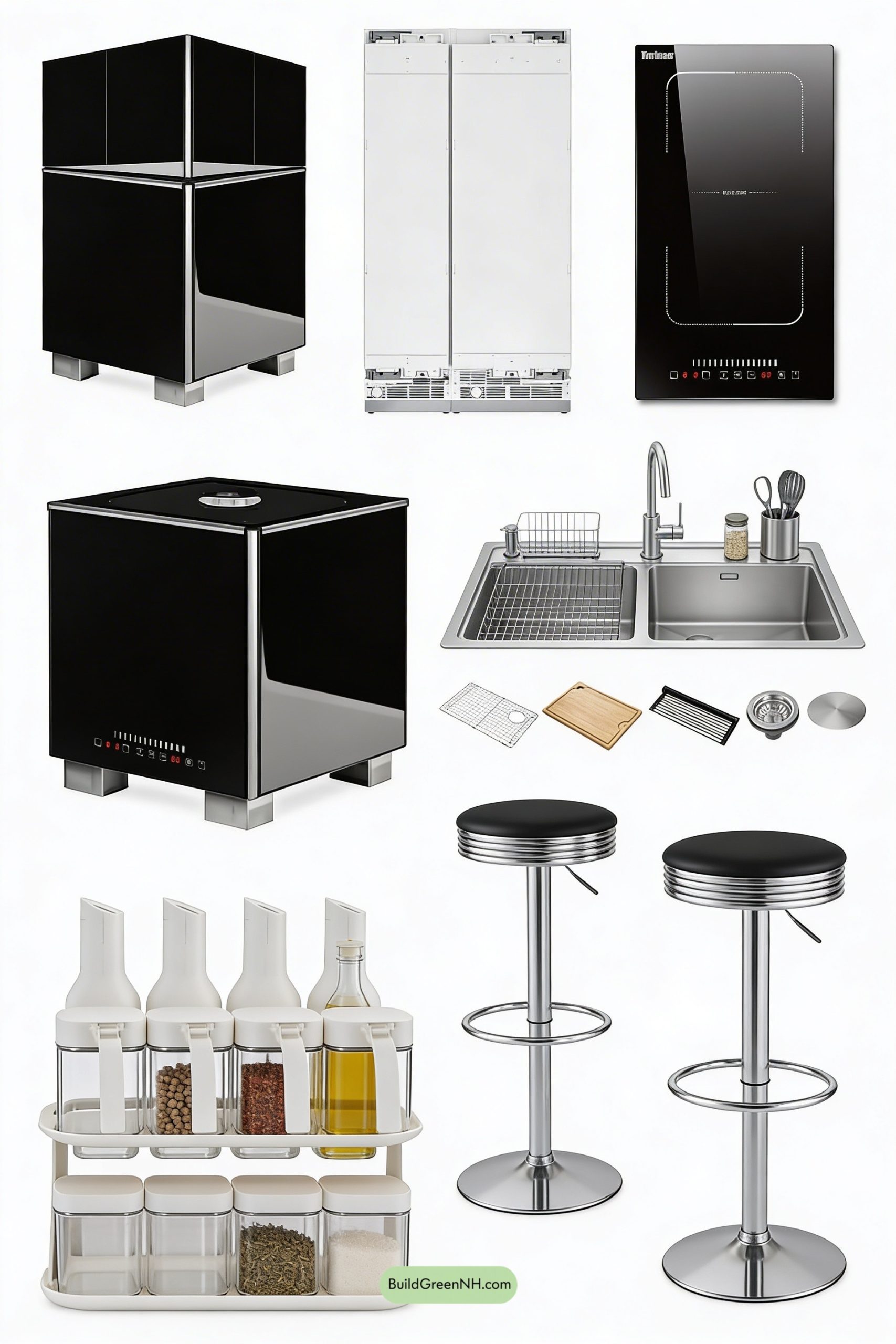 Moodboard for High-Contrast Luxe Kitchen, Razor Clean