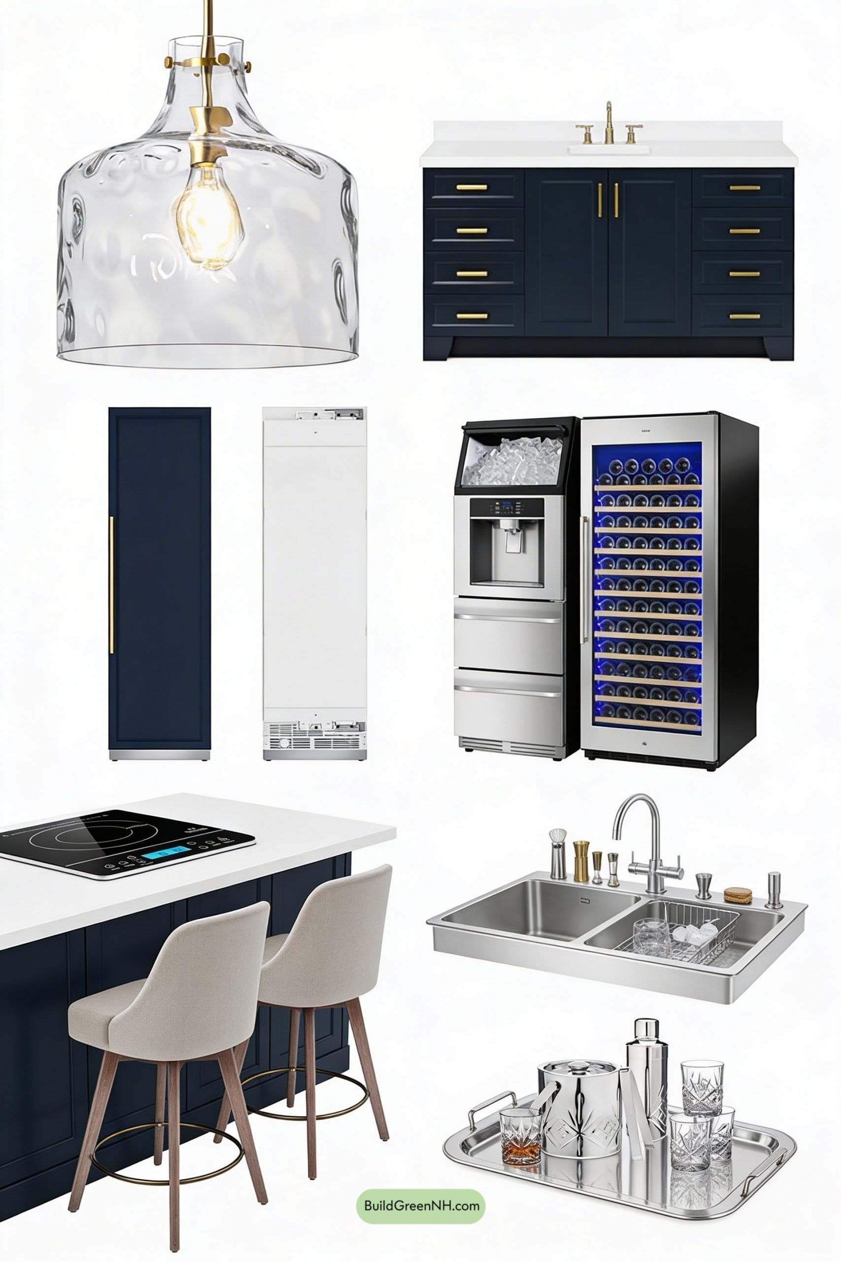 Moodboard for Navy Double-Island Kitchen, Party-Ready