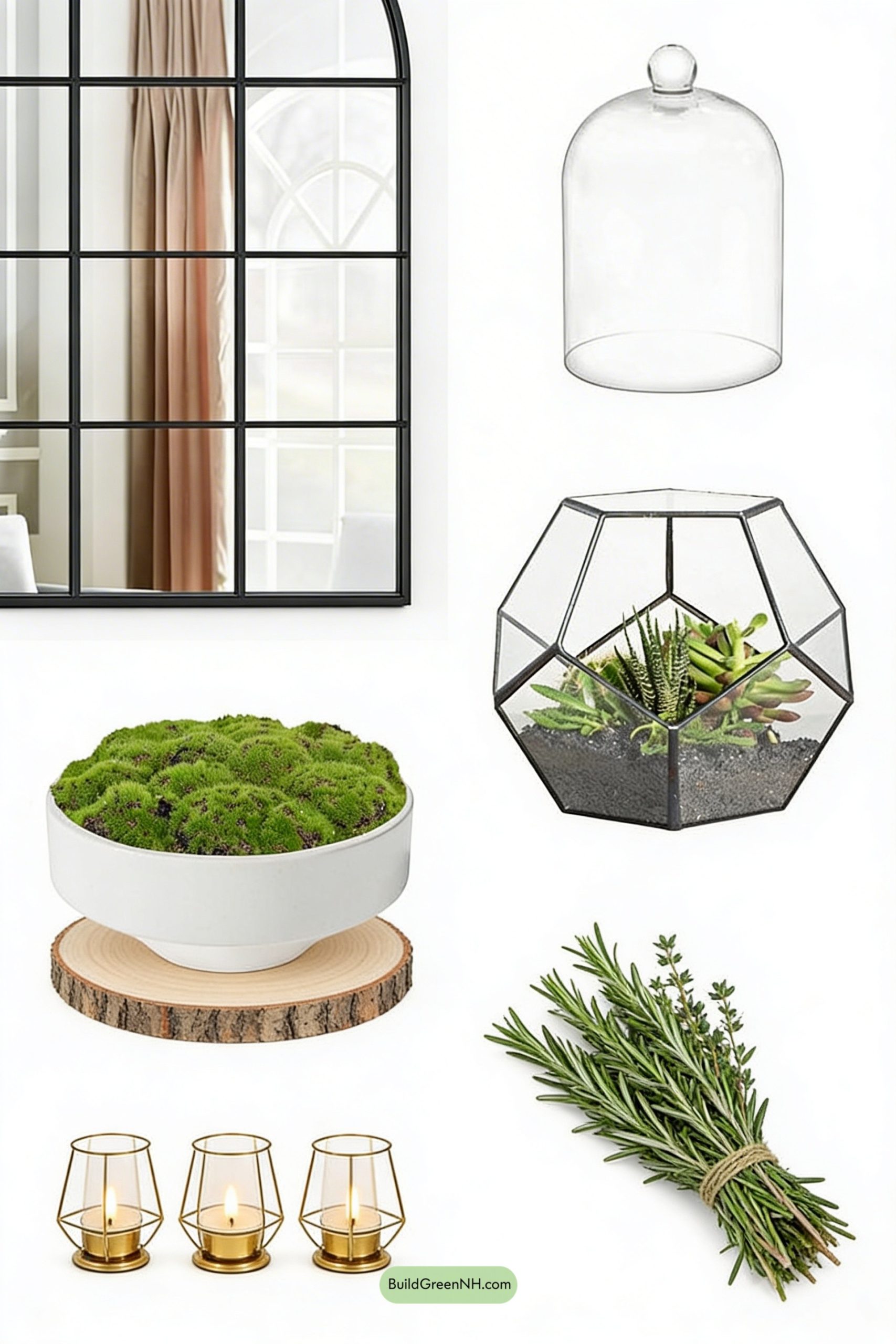 Moodboard for Terrarium Garden Mantel, Modern Spring Mood