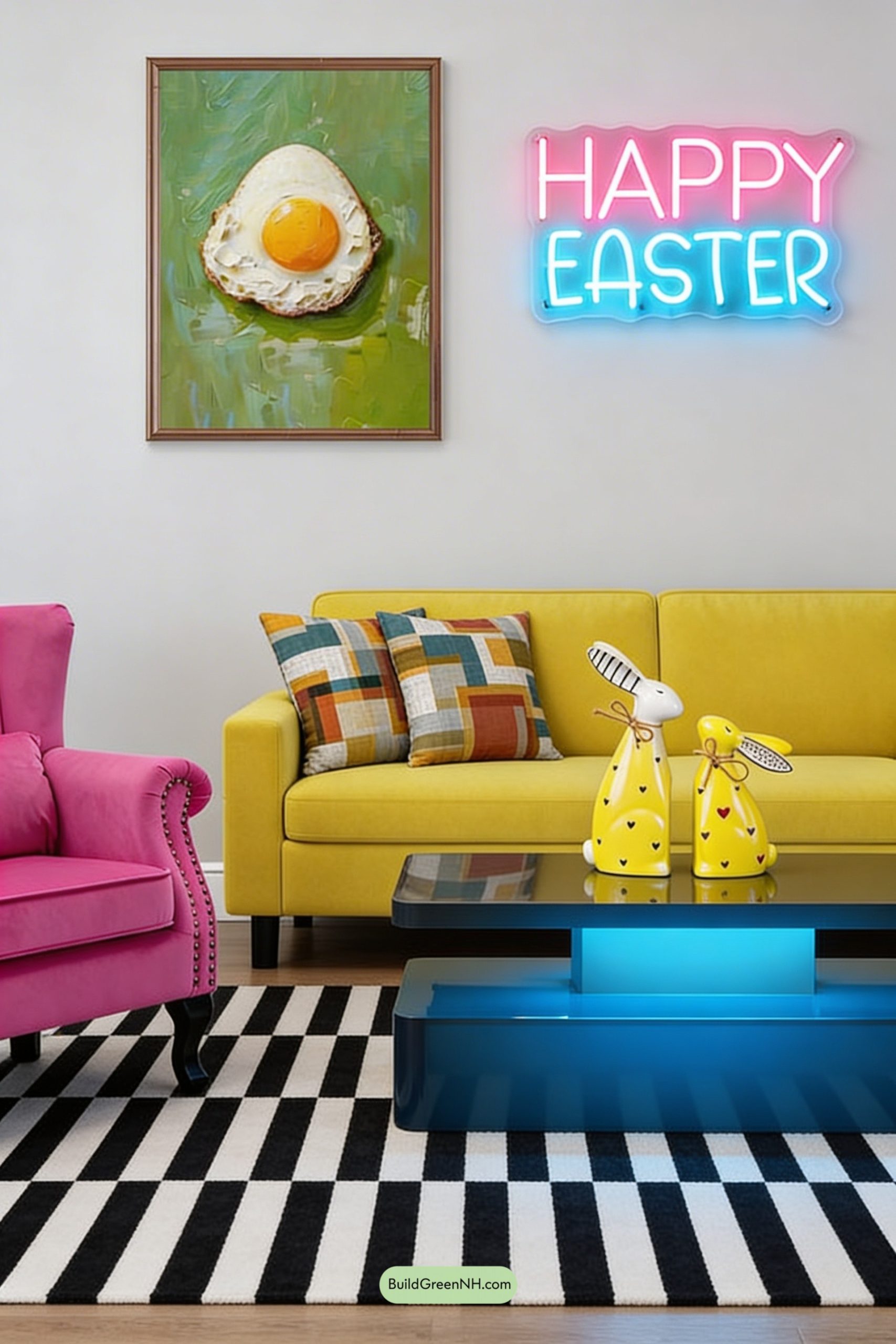 Moodboard for Color-Blocked Easter Pop Living Room