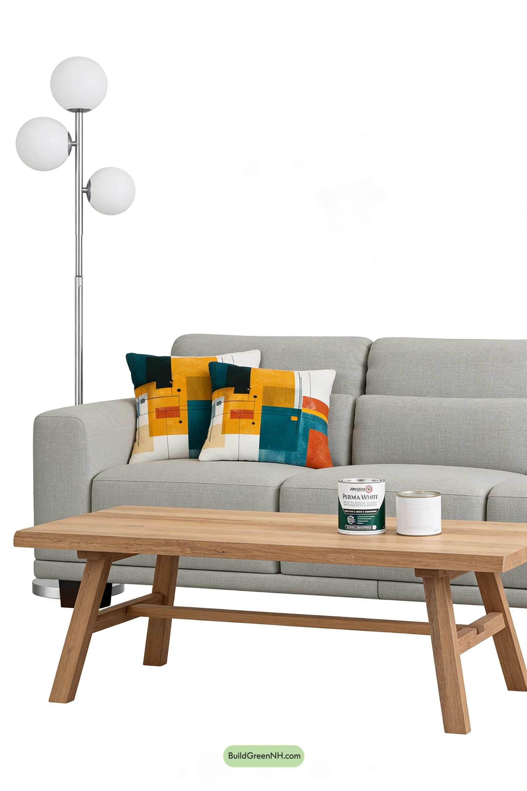 Moodboard for Muted Teal Wall, Bright Pillow Pops