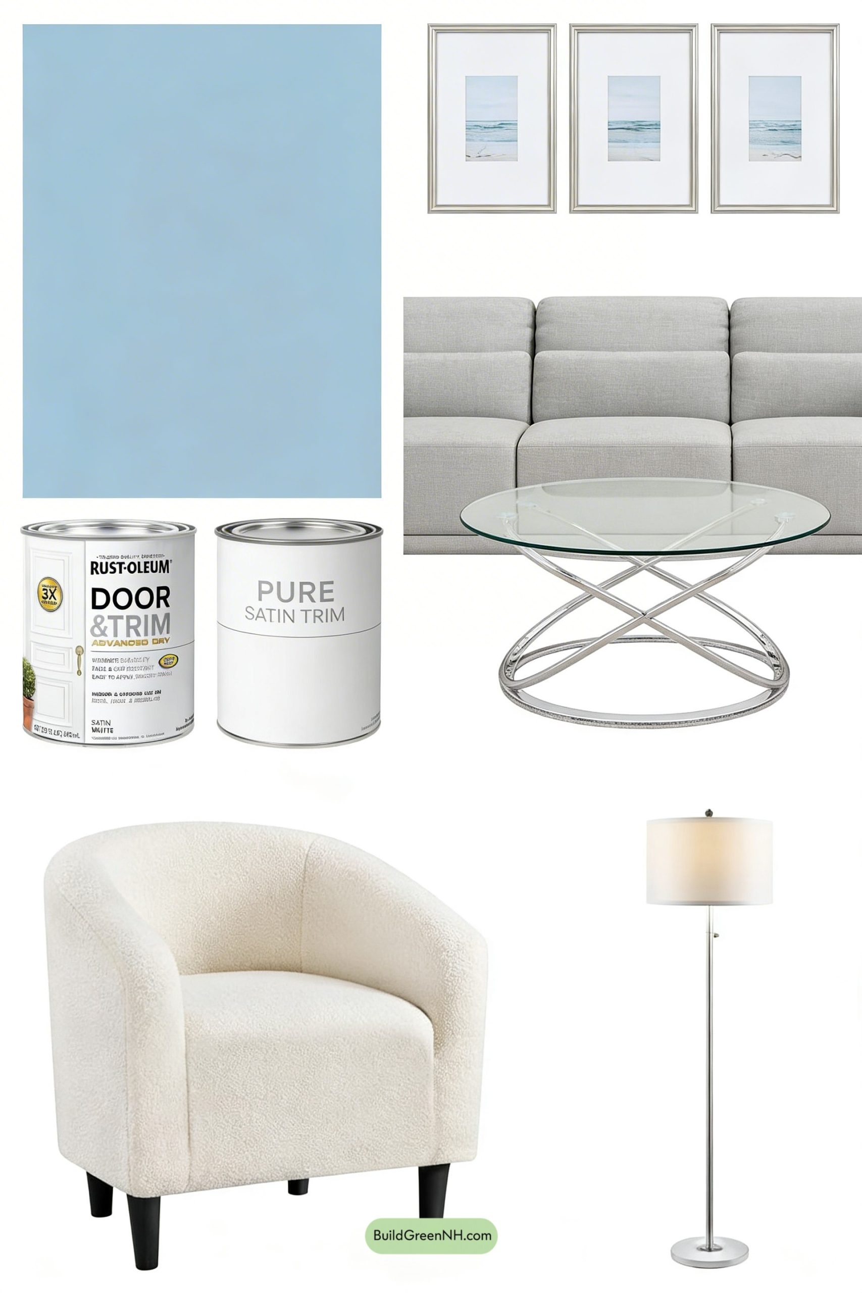 Moodboard for Pale Blue Walls, Cool Gray Ceiling Glow