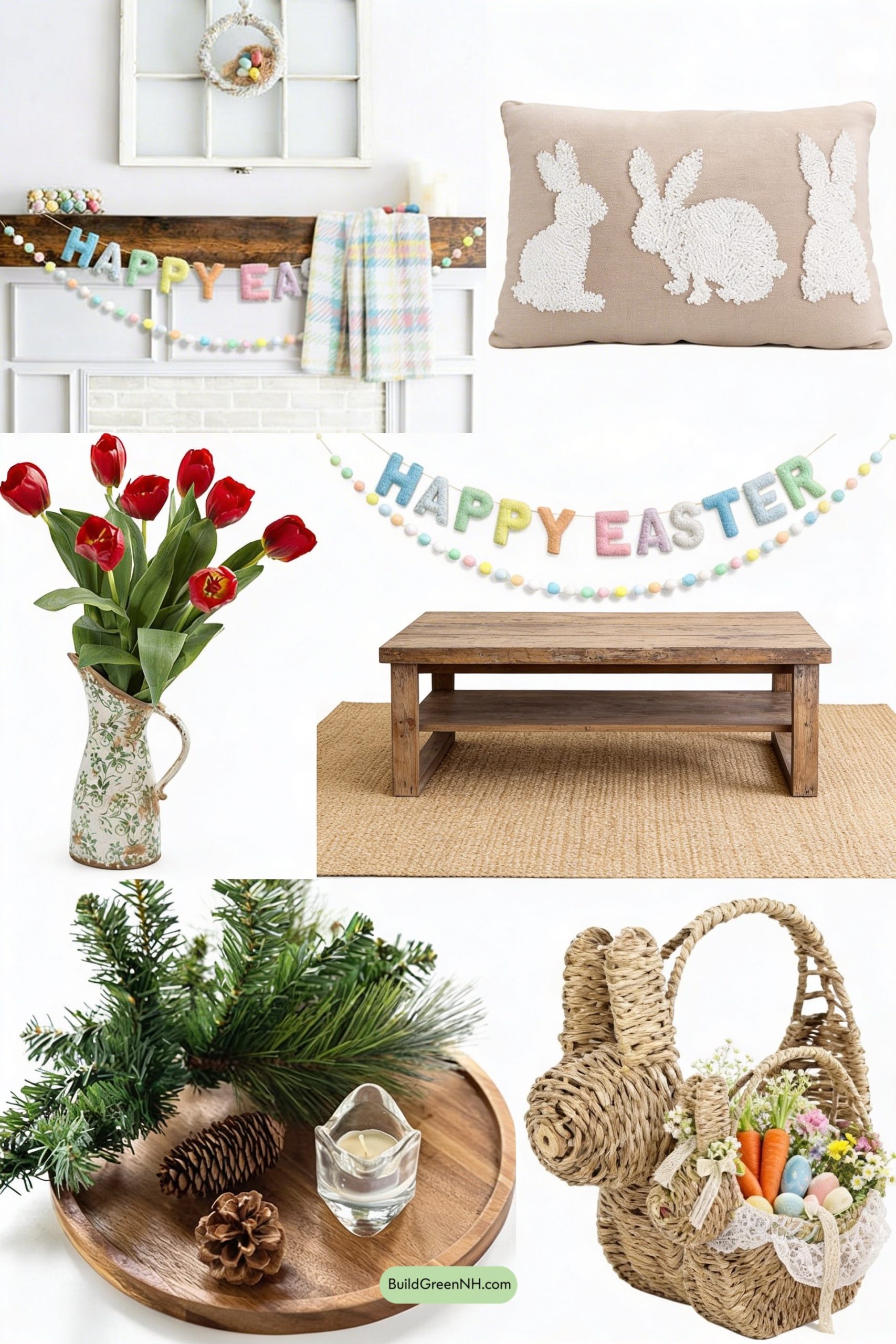 Moodboard for Pastel Farmhouse Easter Fireplace Moment