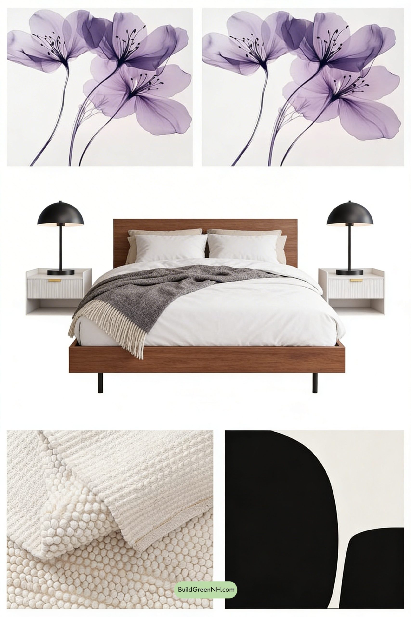 Moodboard for Violet Florals, Modern Calm