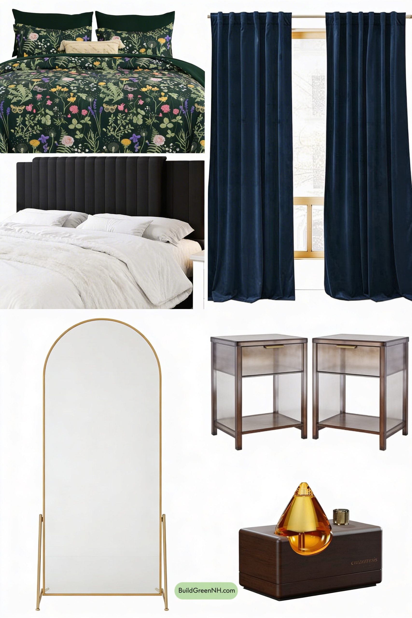 Moodboard for Midnight Florals on Deep Green