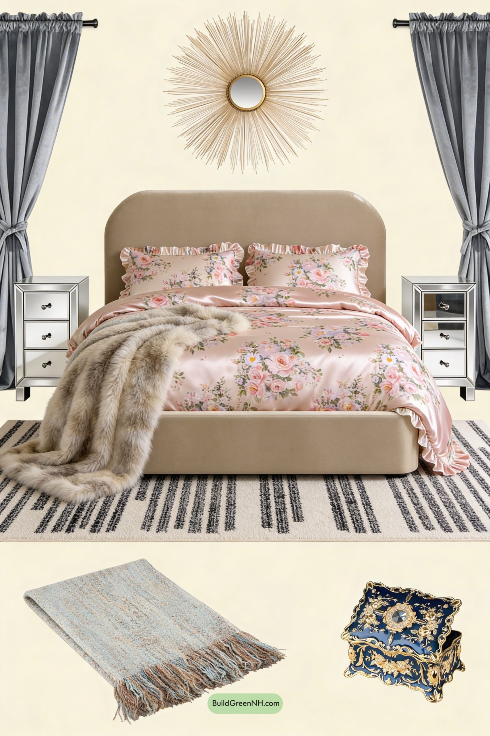 Moodboard for Floral Bedding Meets Deco Shine