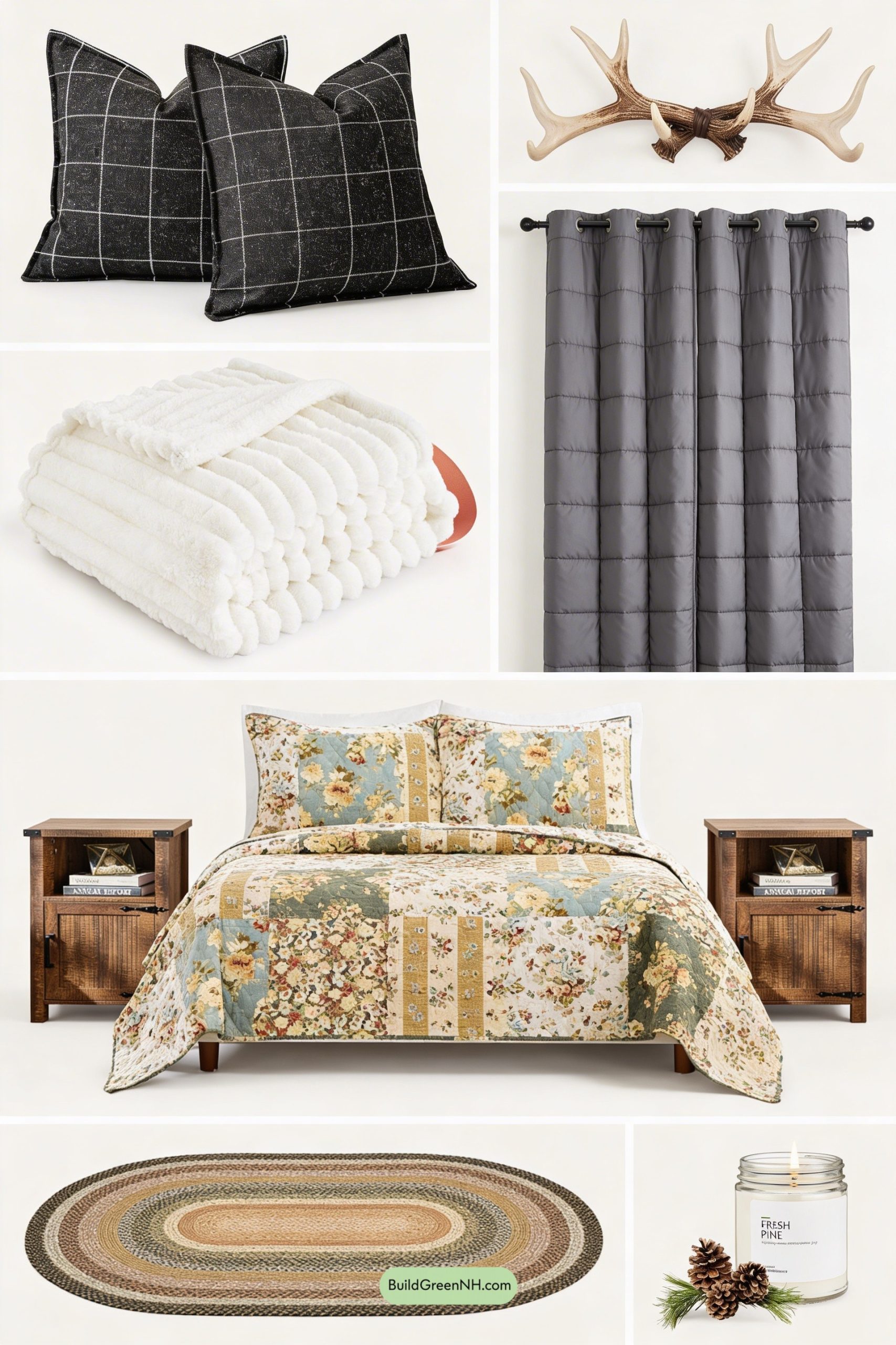 Moodboard for Floral Quilt, Cabin-Cozy Perfection