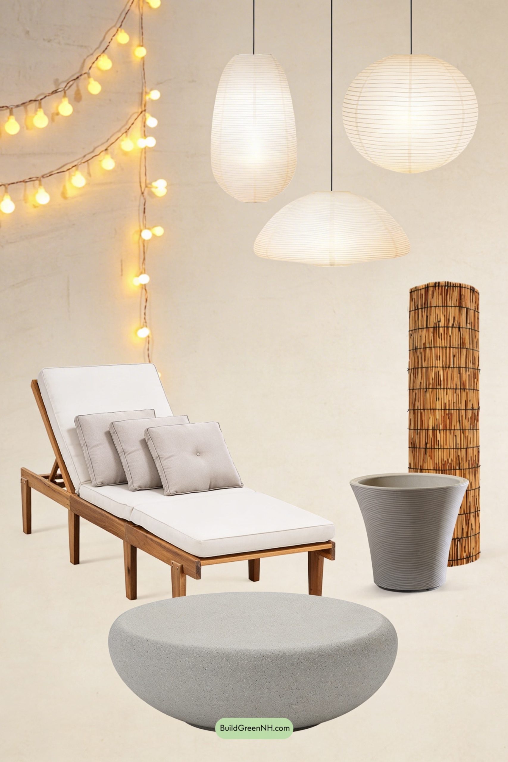 Moodboard for Japandi Patio Lounge in Teak Balance