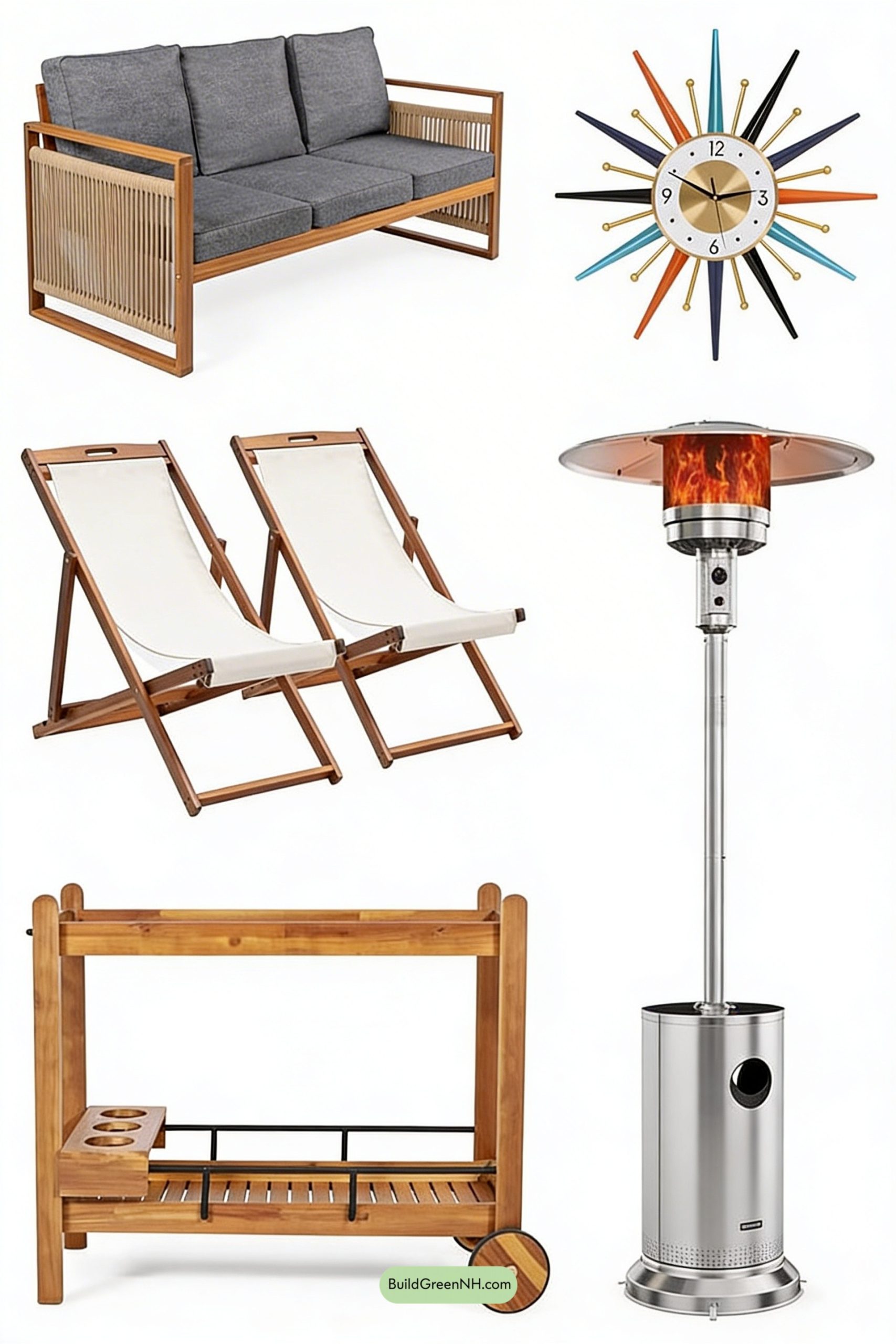 Moodboard for Starburst-Glow Mid-Century Deck Lounge