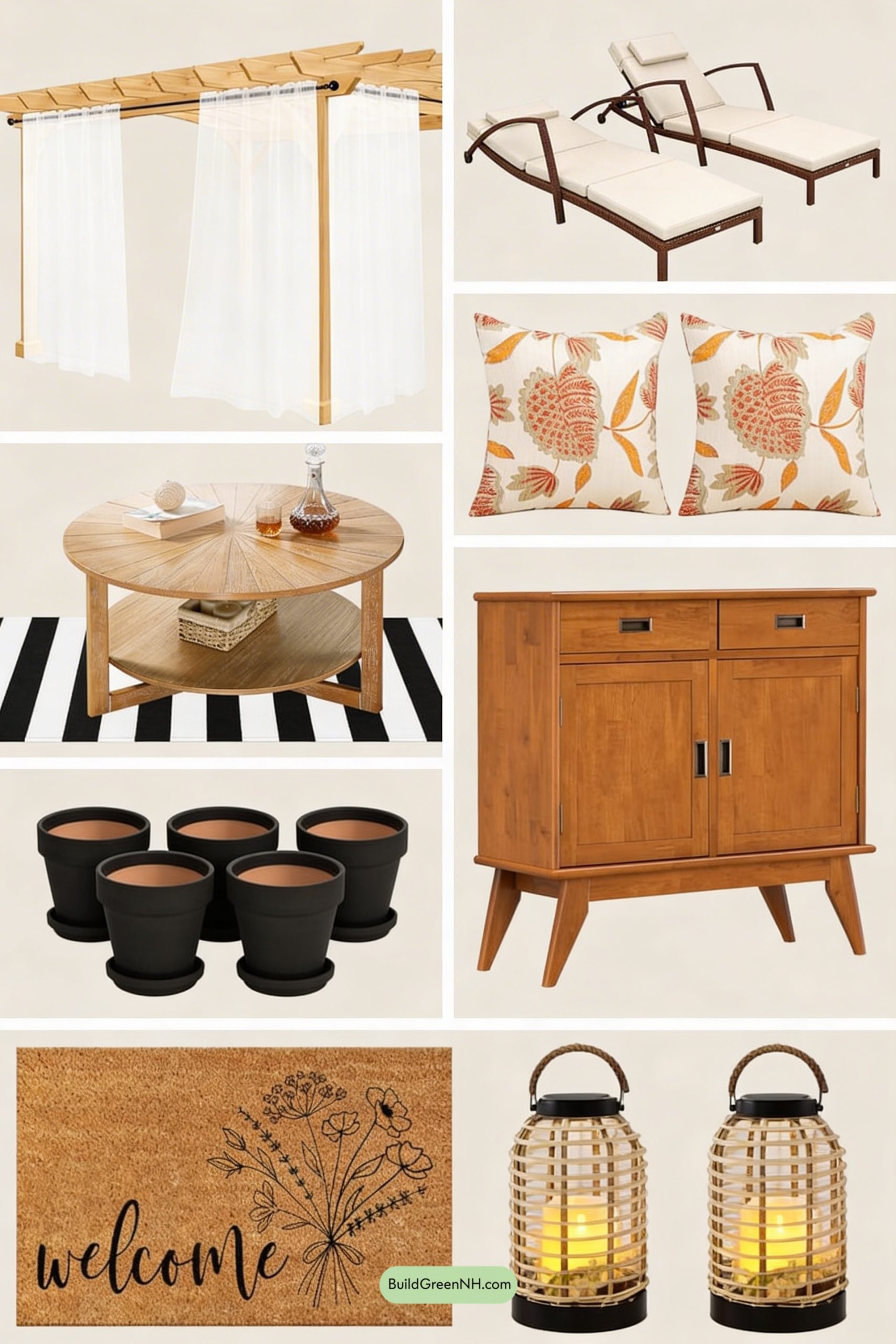 Moodboard for Draped Pergola Lounge, Boho-Modern Calm